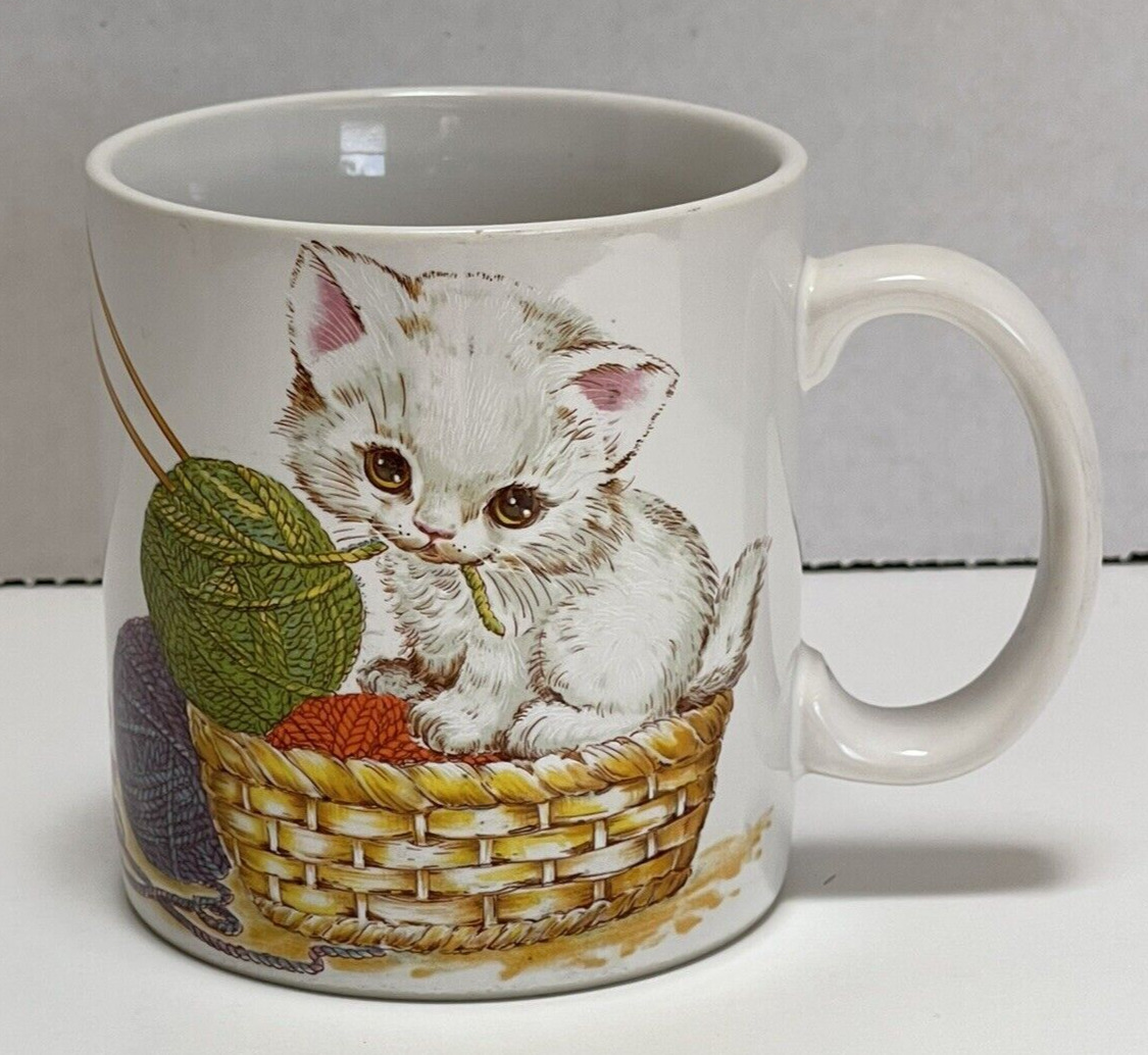 Vintage Otagiri Kittens w/ Yarn Coffee Mug Cup Gibson Greeting Card Design Sweet