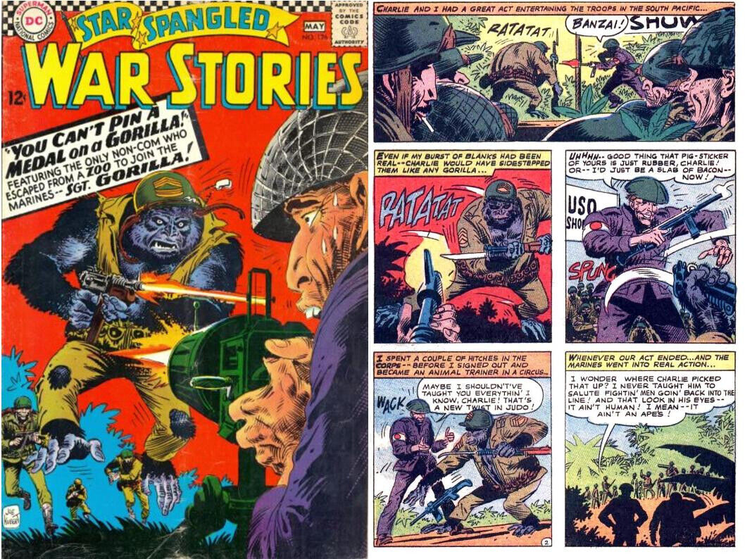 SGT GORILLA 1st app - STAR SPANGLED WAR STORIES #126 by KUBERT - 1966 comic book