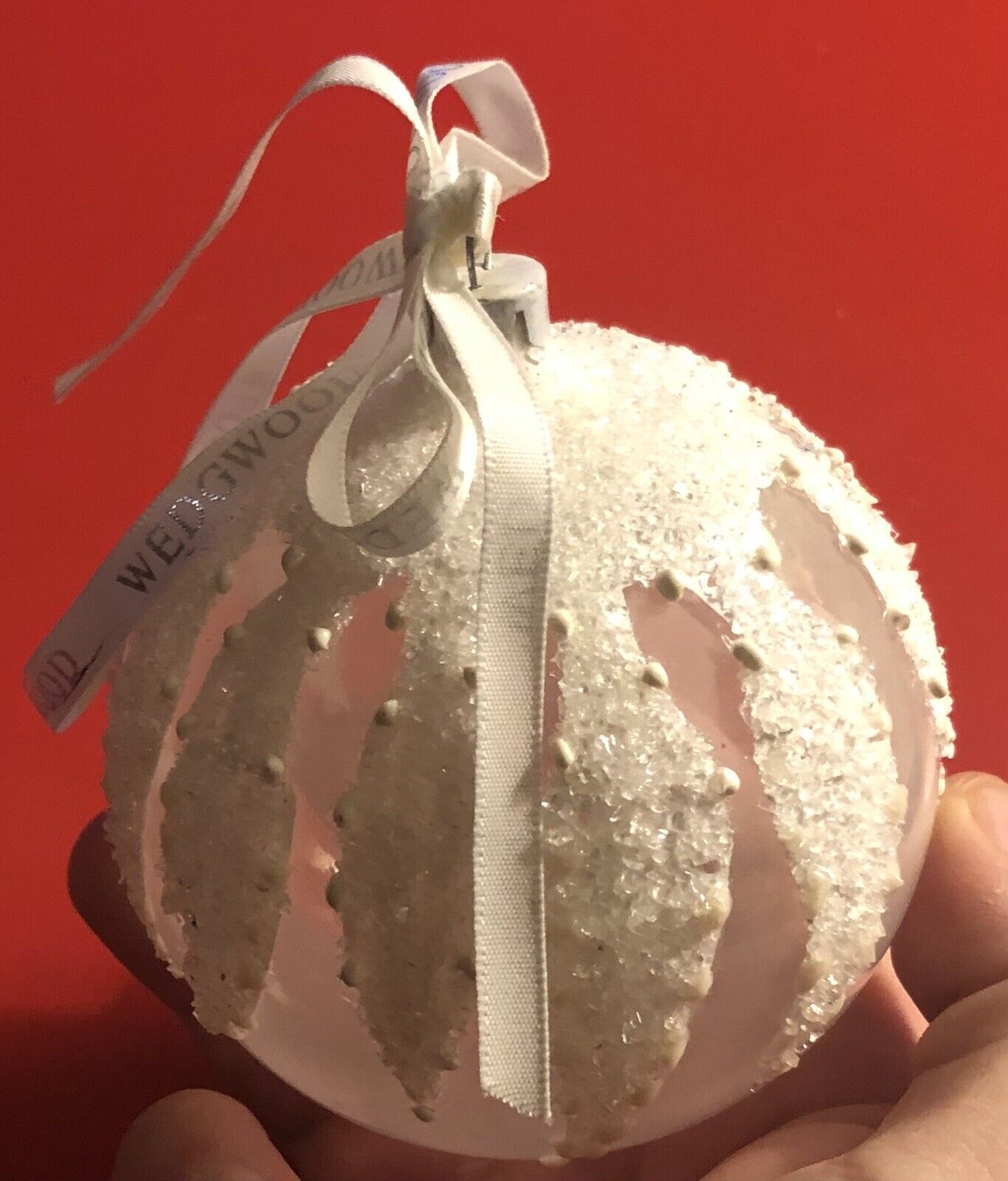 Wedgwood Christmas Frosted 4” Glass Ball XMAS Ornament RARE