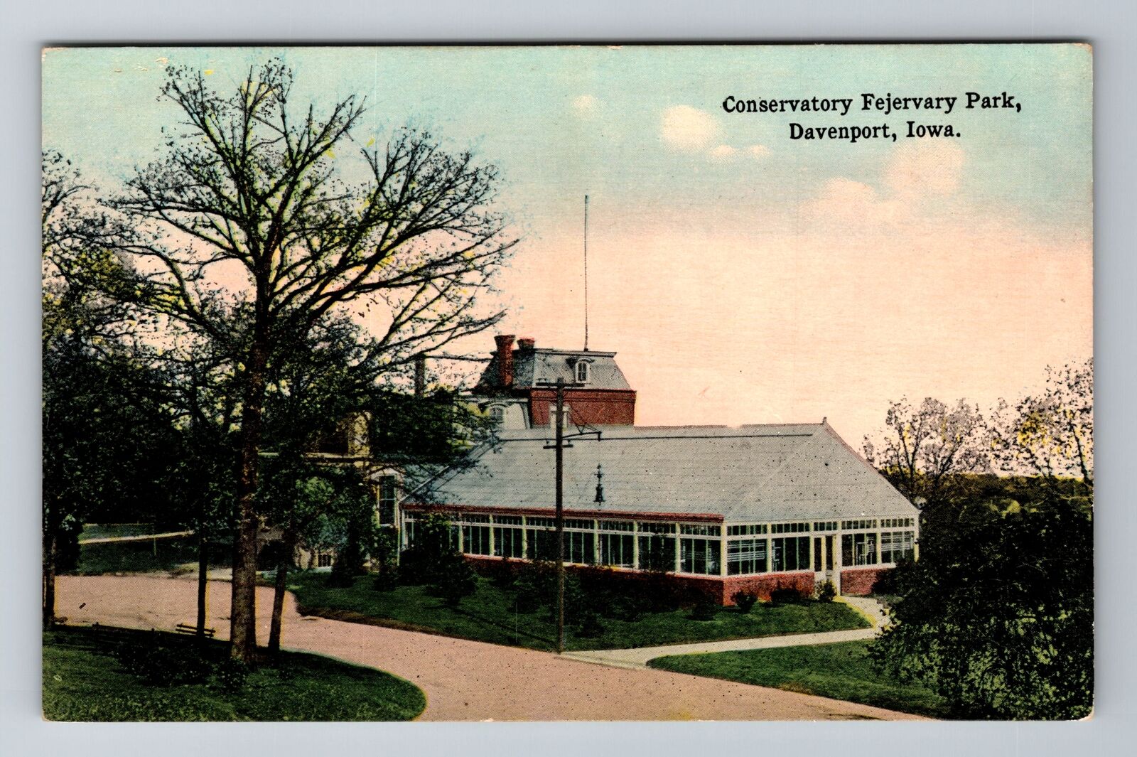Davenport IA-Iowa, Conservatory Fejervary Park, Antique, Vintage Postcard