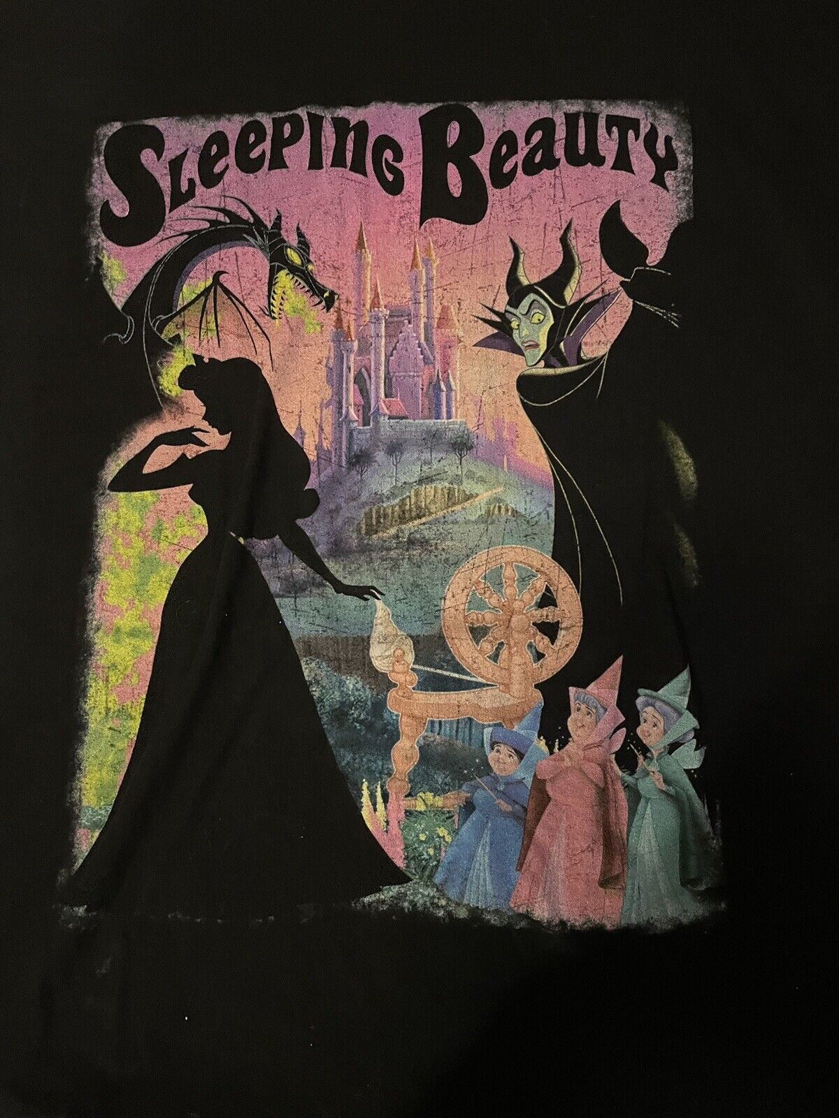 Disney  Sleeping Beauty Silhouette Black  T Shirt Size XXL Fast Shipping