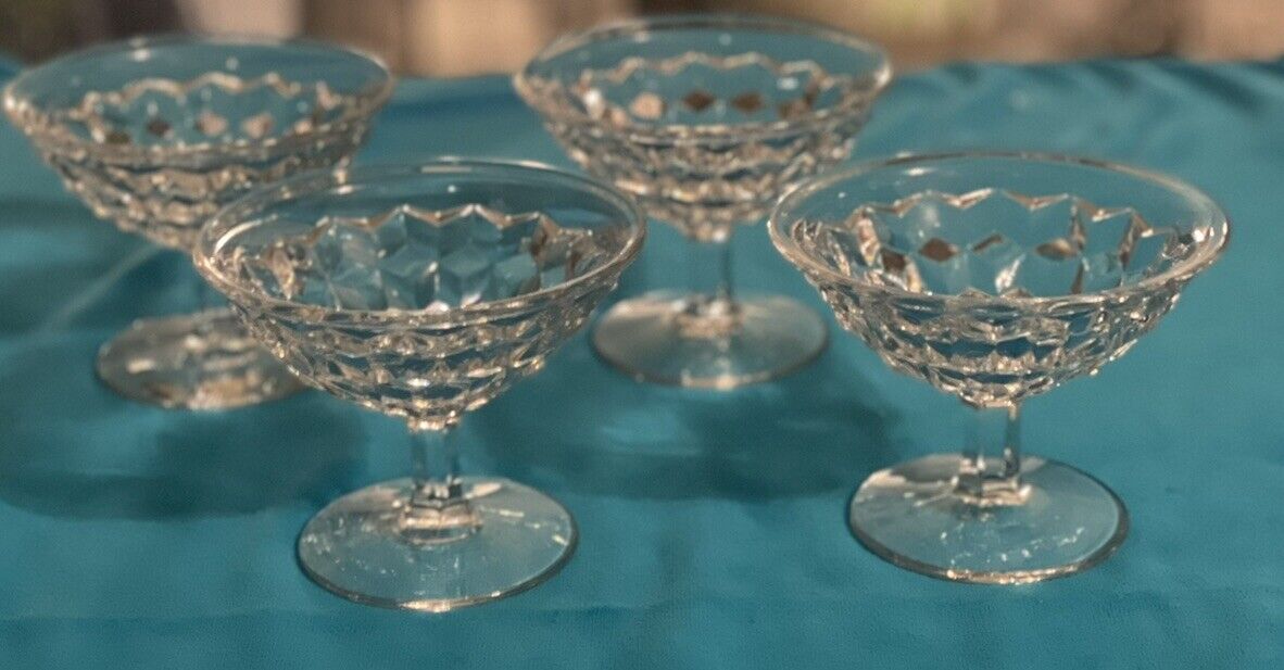 Set of 4 Vintage Fostoria American Champagne Low Sherbet Footed Glasses