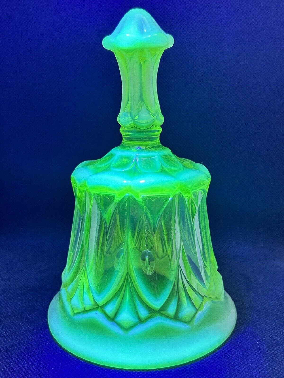 Vintage Fenton Bell Whitton Pattern Uranium Topaz Opalescent Vaseline Glass
