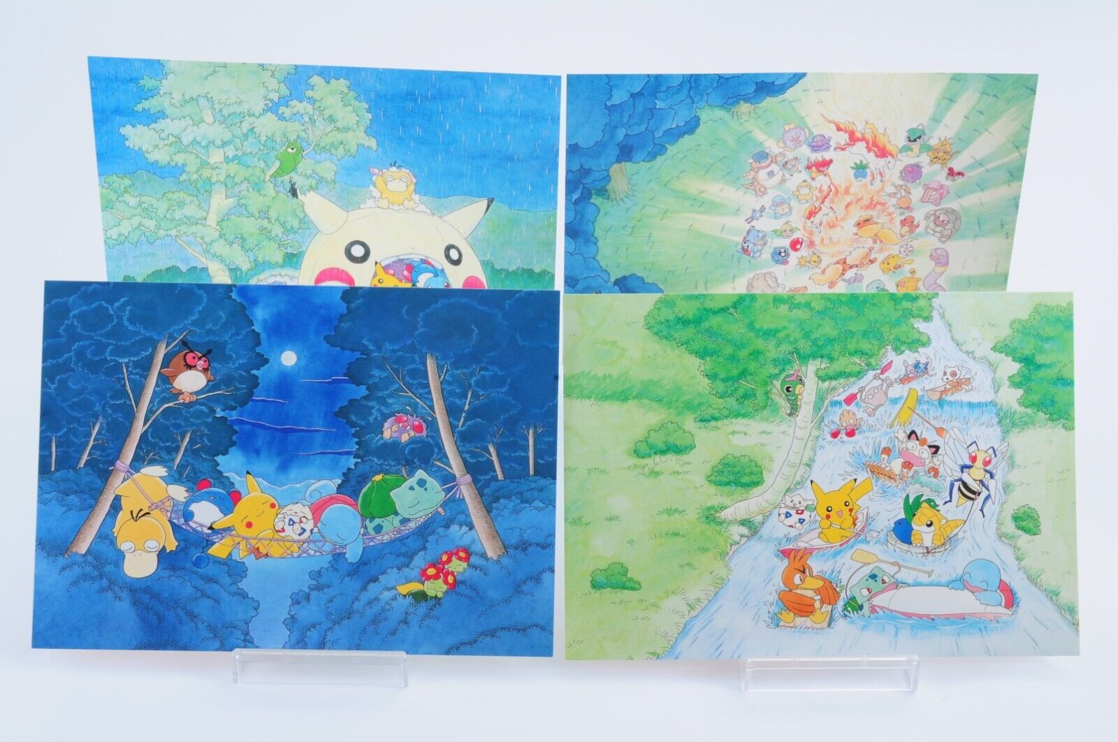 Pokemon postcard Promo Illustration Art Keiko Fukuyama 1999 Set of 4 Japanese NM