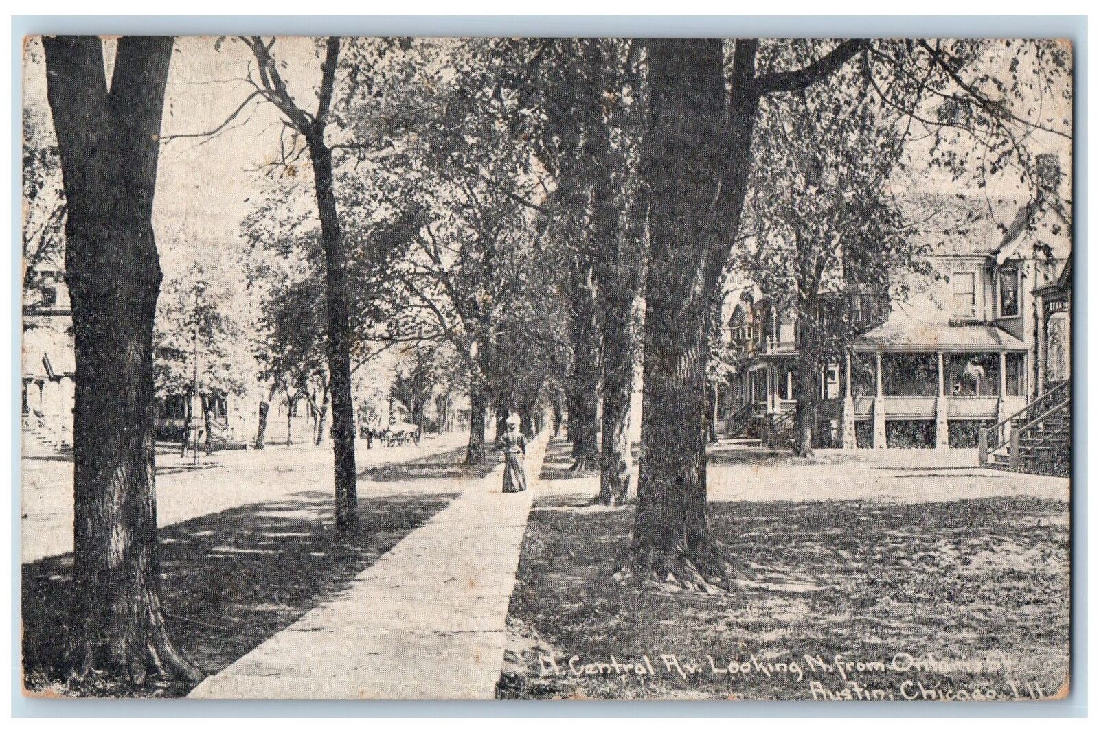 1909 North Central Ave. Looking North From Austin Chicago Illinois IL Postcard