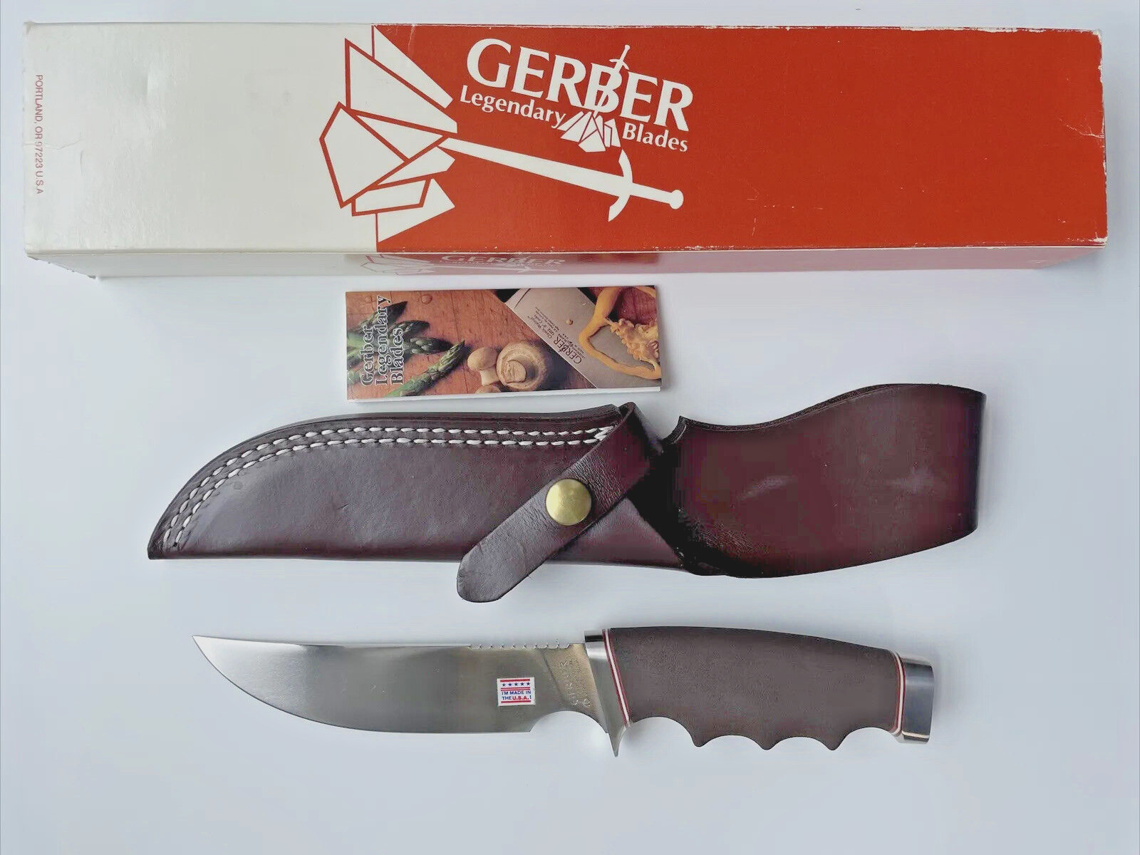 Gerber 525CG Cushion Grip Fixed Blade Knife Leather Sheath USA 1983