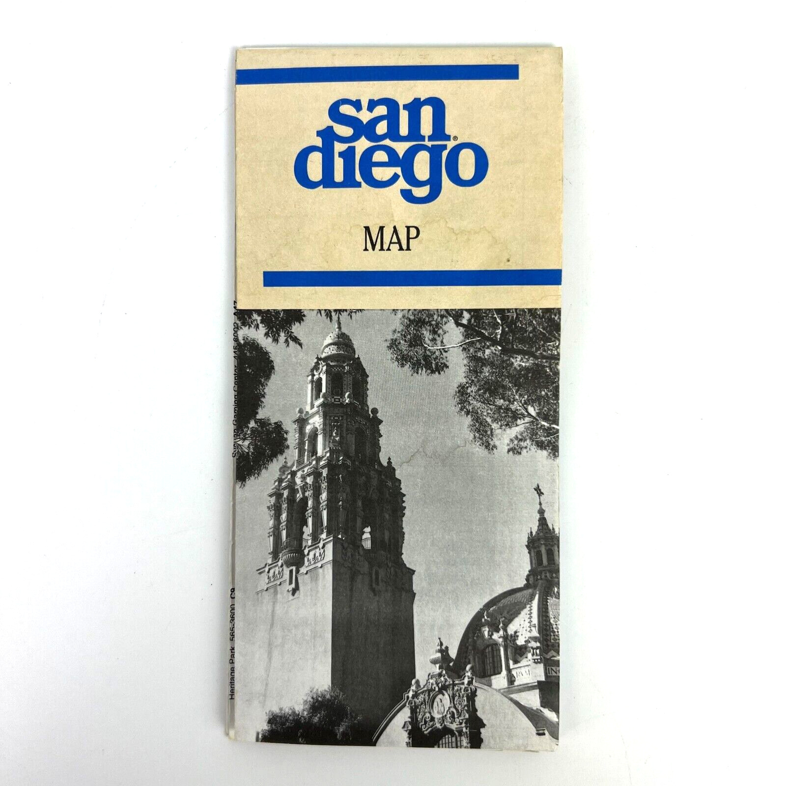 Vintage San Diego, California Travel Map 1992 America's Cup Restaurants Hotels