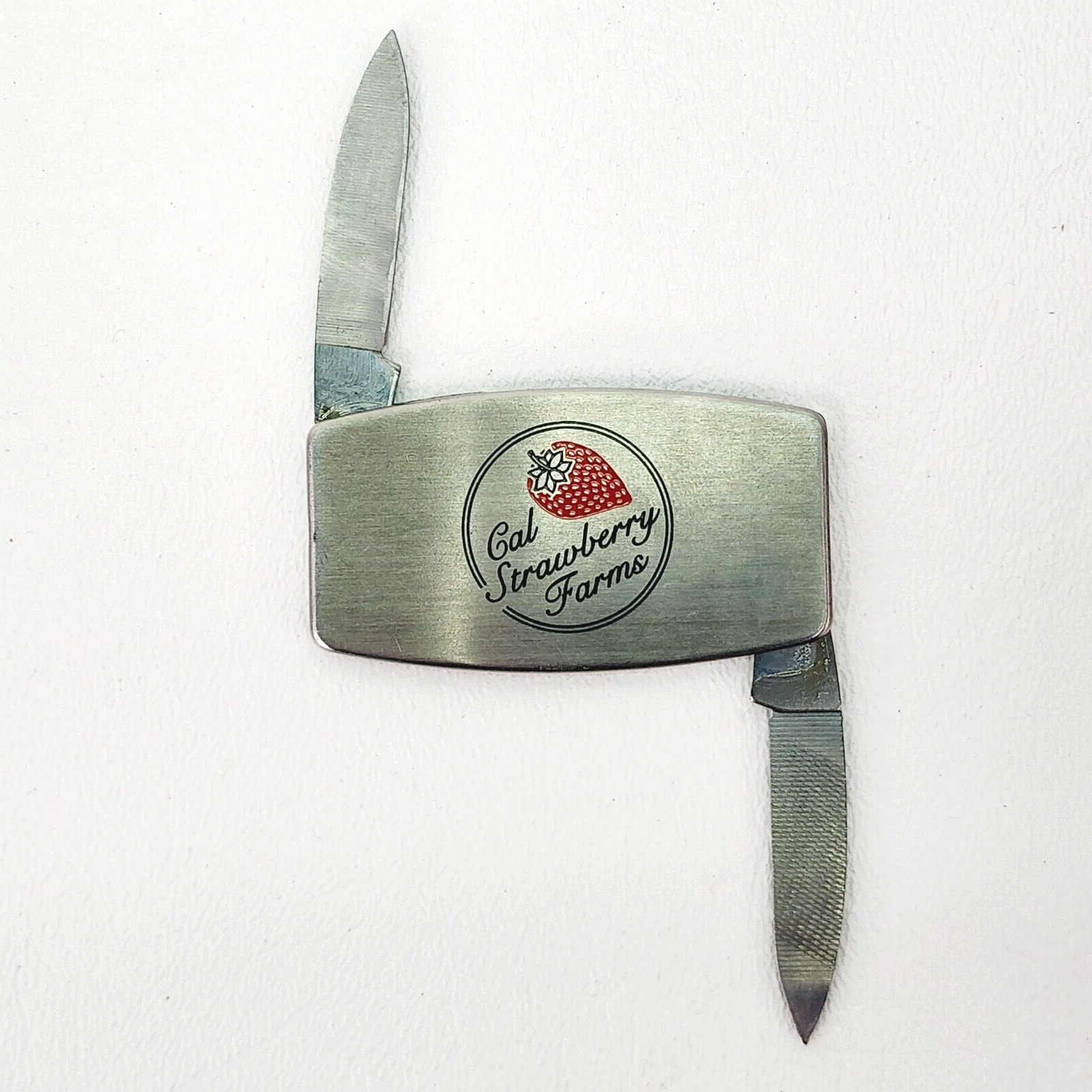 Vintage Cal Strawberry Farms Promo Advertising Zippo Knife With File Multi-Tool