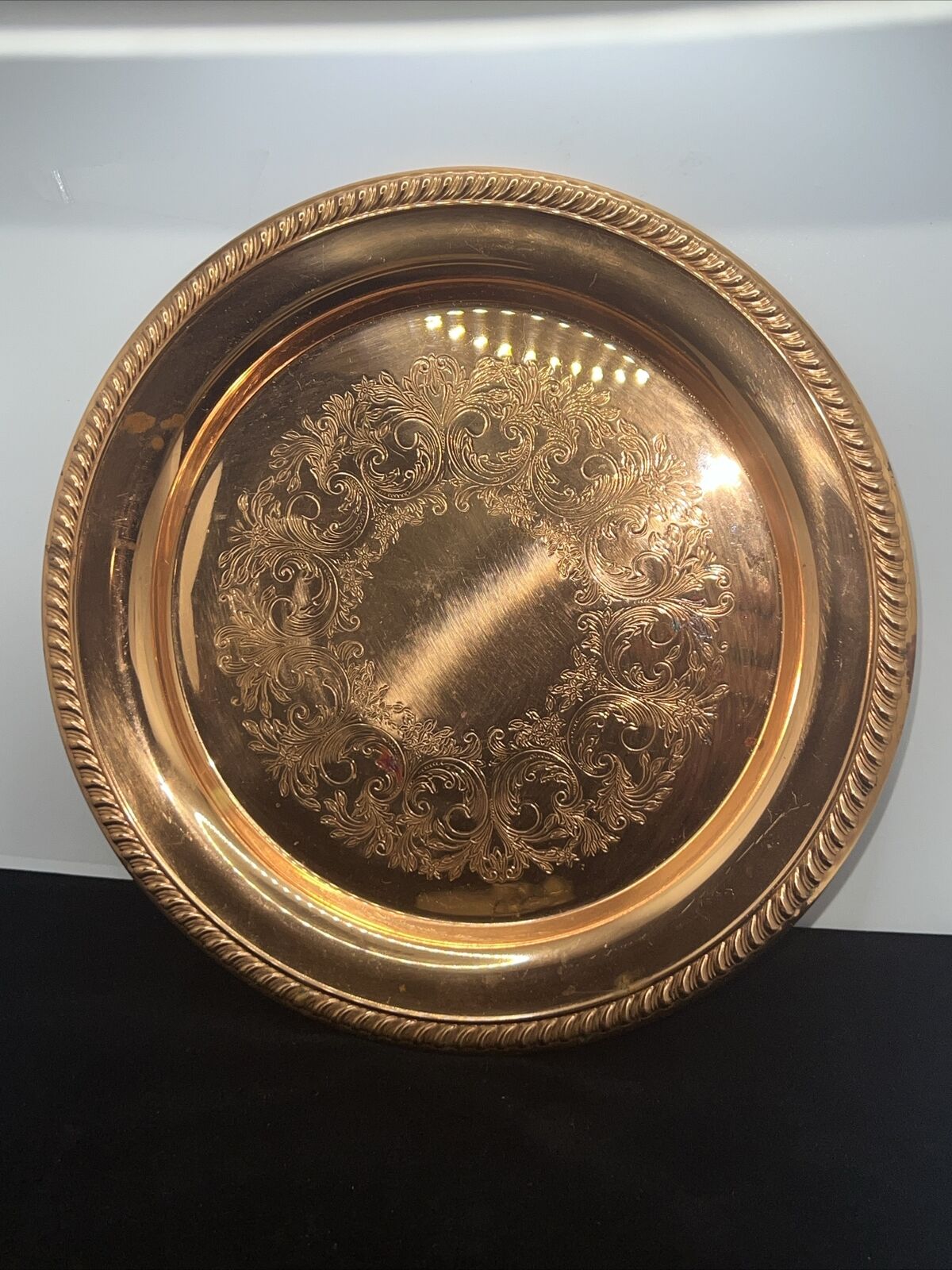 Vintage Copper Craft Guild Etched 10 Inch Platter -  Flaws