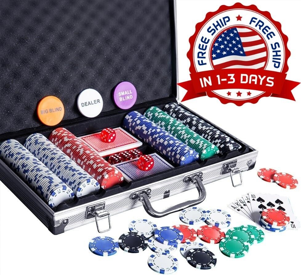 Juego De Fichas De Poker Para Principiantes, 300 Fichas De Póquer De Casino New