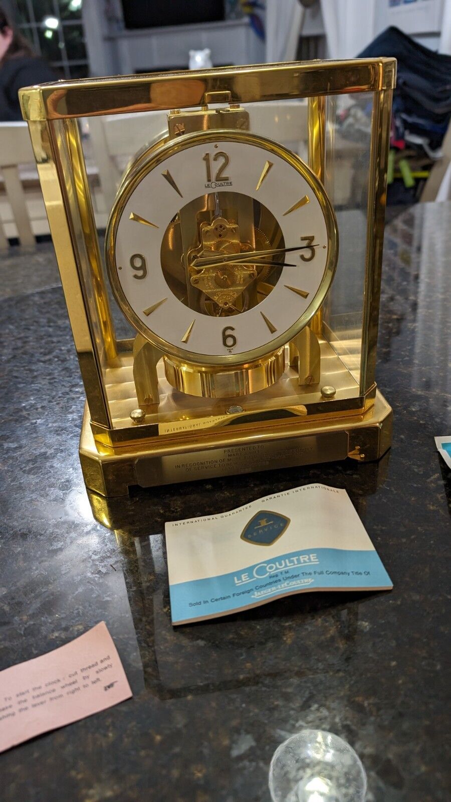 VINTAGE 60\'s JAEGER LE COULTRE ATMOS PERPETUAL CLOCK WITH ORIGINAL PACKAGING 