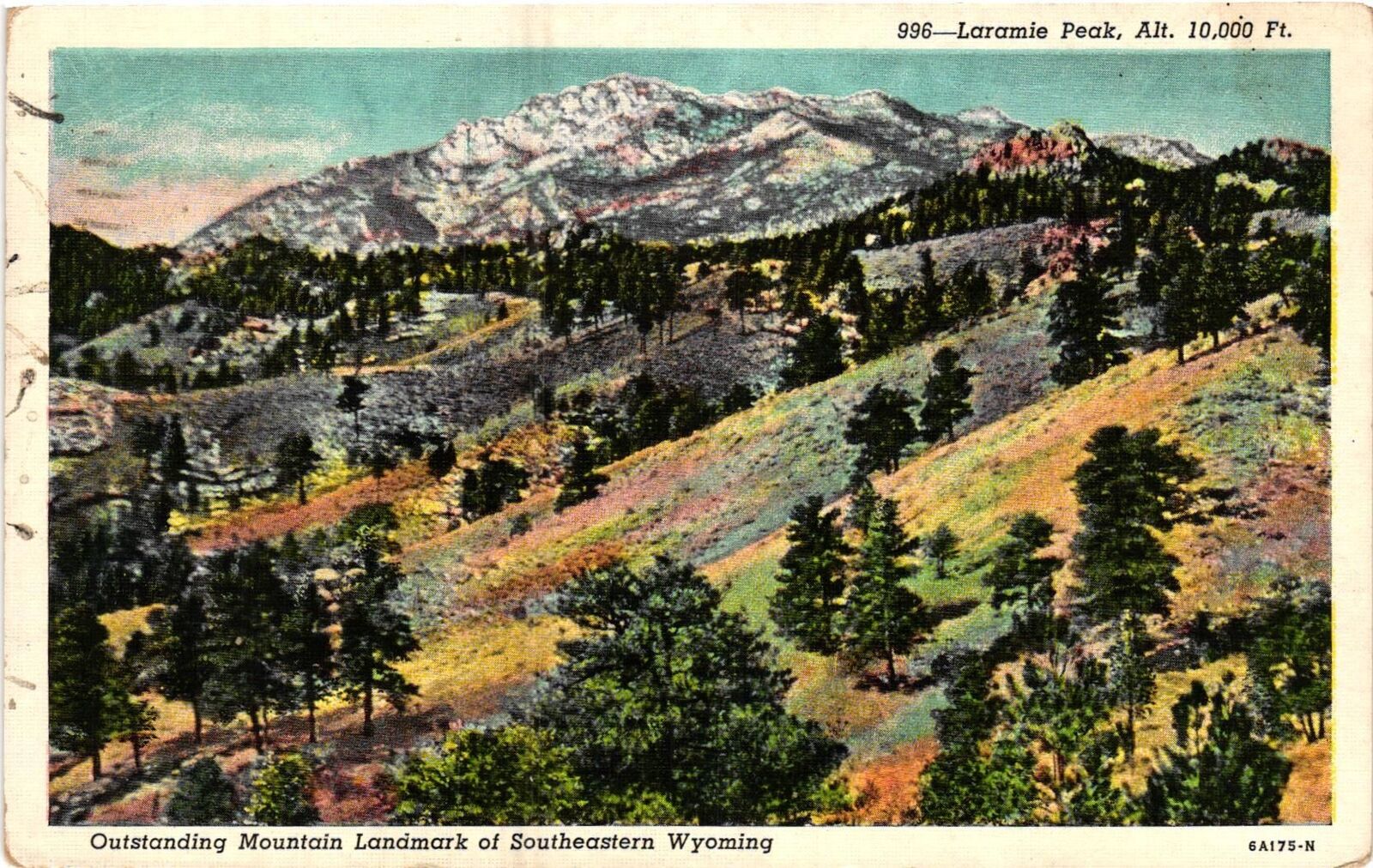 Vintage Postcard- 6A175N. LARAMIE PEAK WY. Posted 1942