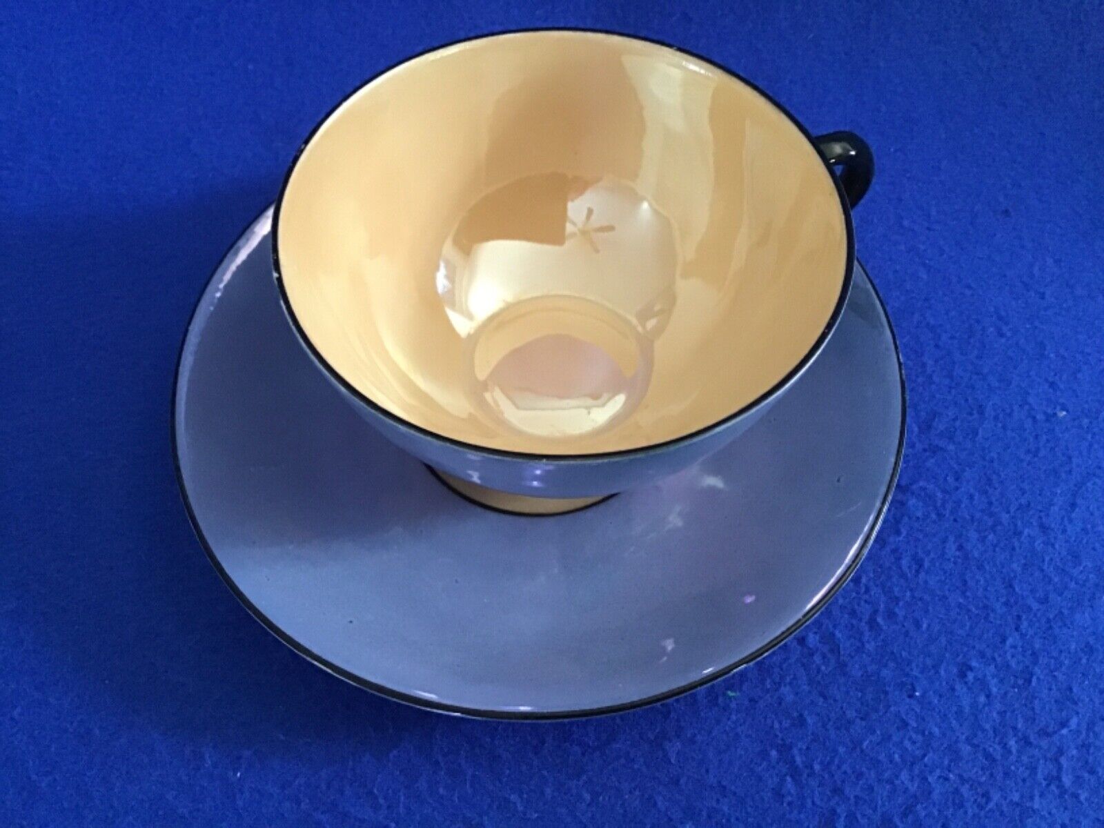 G.M.B. Co. Bavaria Lusterware Cup And Saucer Blue and Peach
