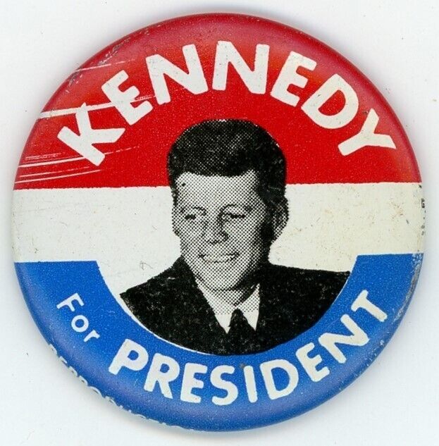 1.5 INCH KENNEDY FOR PRESIDENT 1960 JOHN F KENNEDY JFK CAMPAIGN BUTTON LAPEL PIN