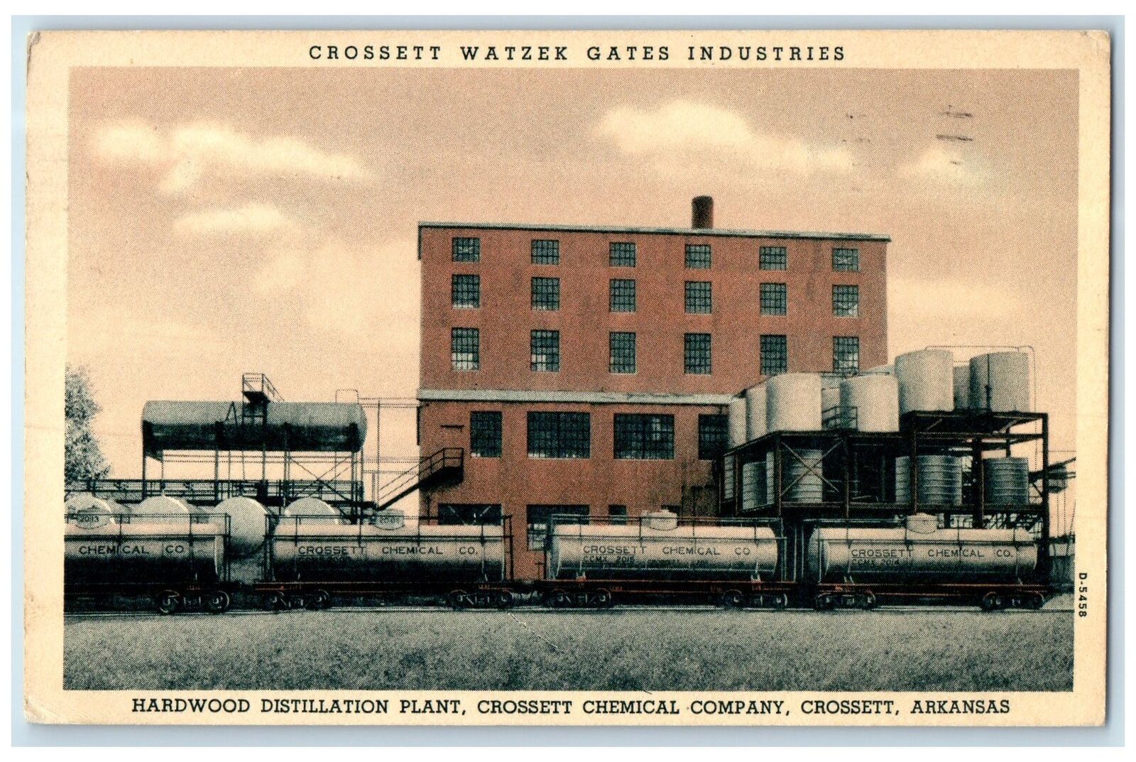 1941 Hardwood Distillation Plant Crossett Chemical Company Crossett AR Postcard
