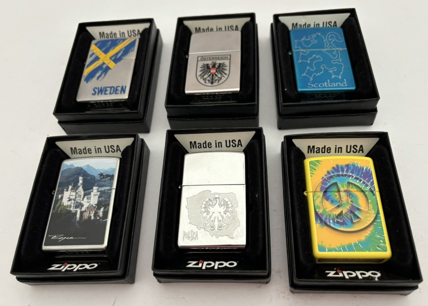 Lot of 6 Vintage Zippo Cigarette Collectable Lighters