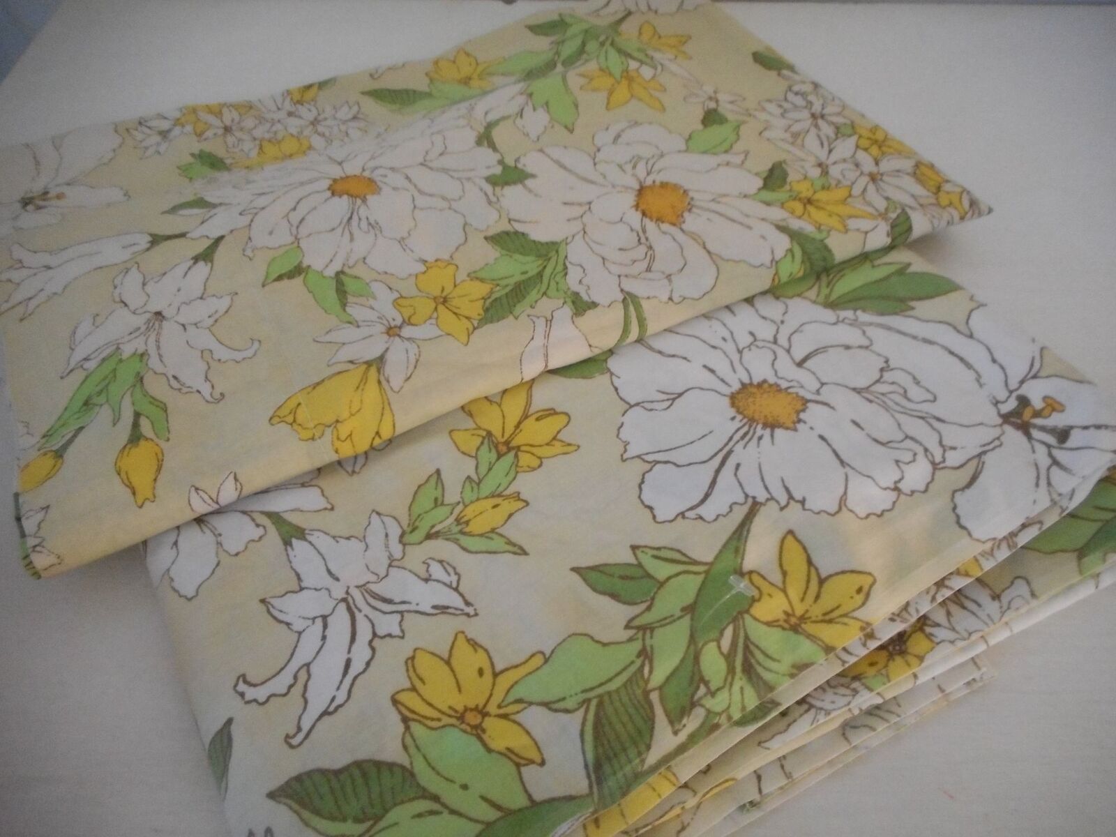 Vintage Floral Twin Pillowcase Flat Sheet Set Flat