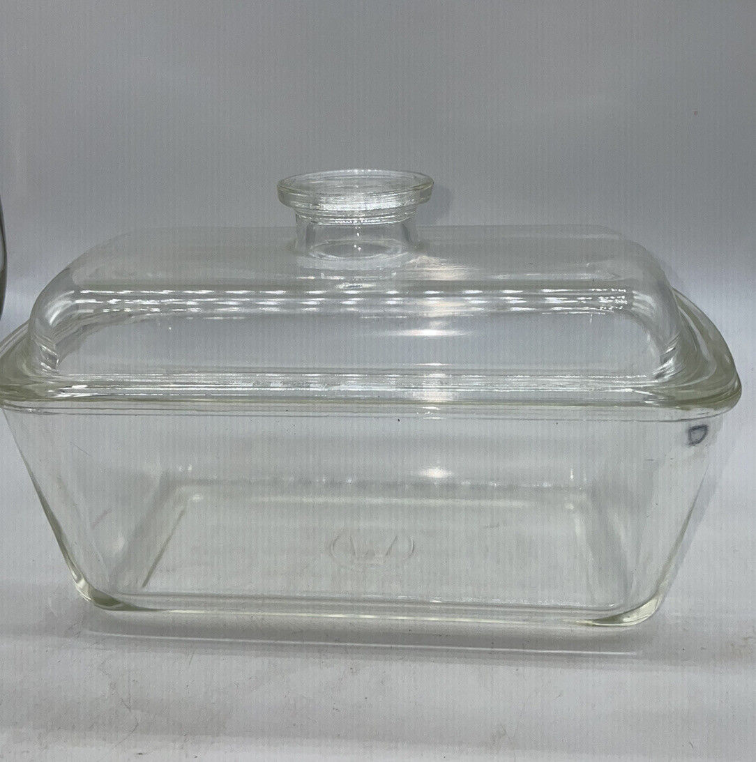 Vintage Clear Glass Westinghouse Covered Loaf Pan/Fridgie
