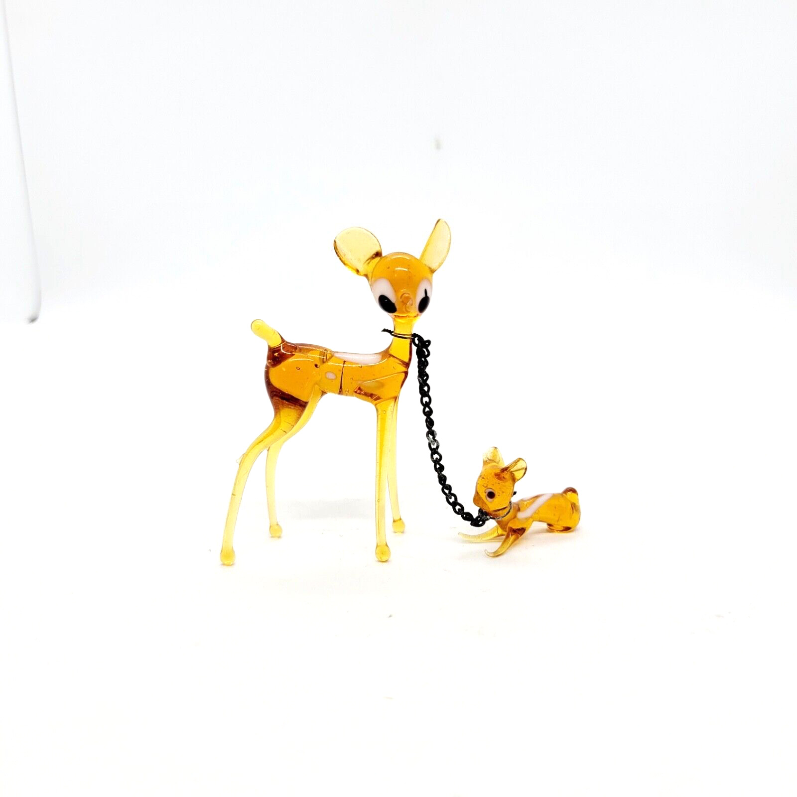 Vintage Glass Deer With Fawn Figurine
