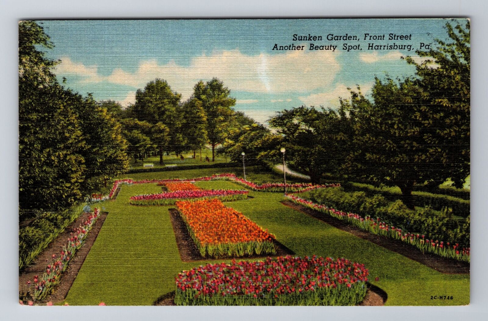 Harrisburg PA-Pennsylvania, Sunken Garden, Front Street, Vintage Postcard