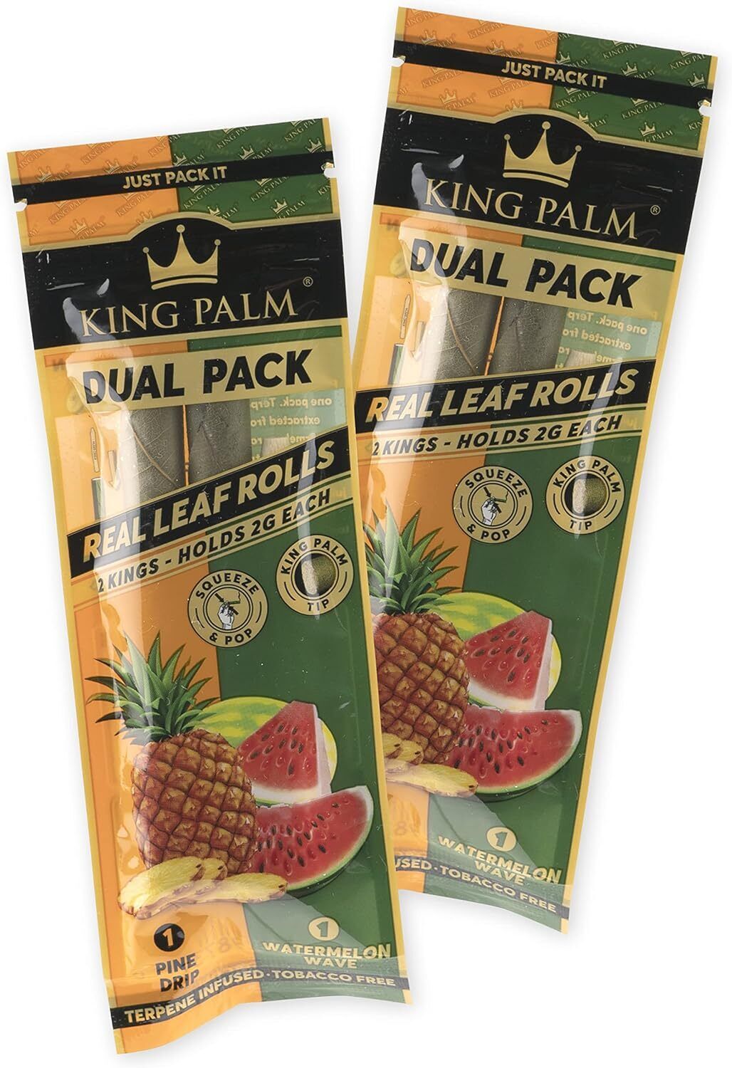 King Palm | King Size | Organic Prerolled Palm Leafs | 2 Packs, 4 Rolls