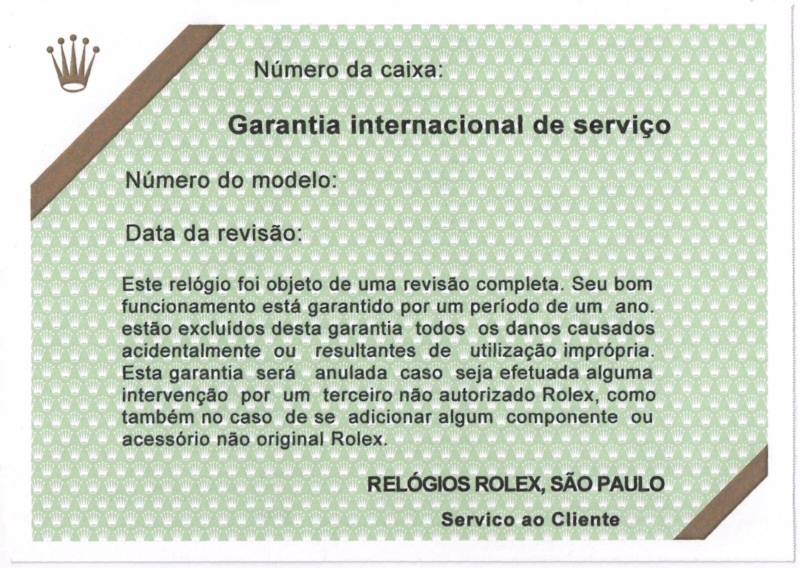 ROLEX Certificate Guarantee Service AIRKING AIR KING 1002 1009 1400 1401 4365