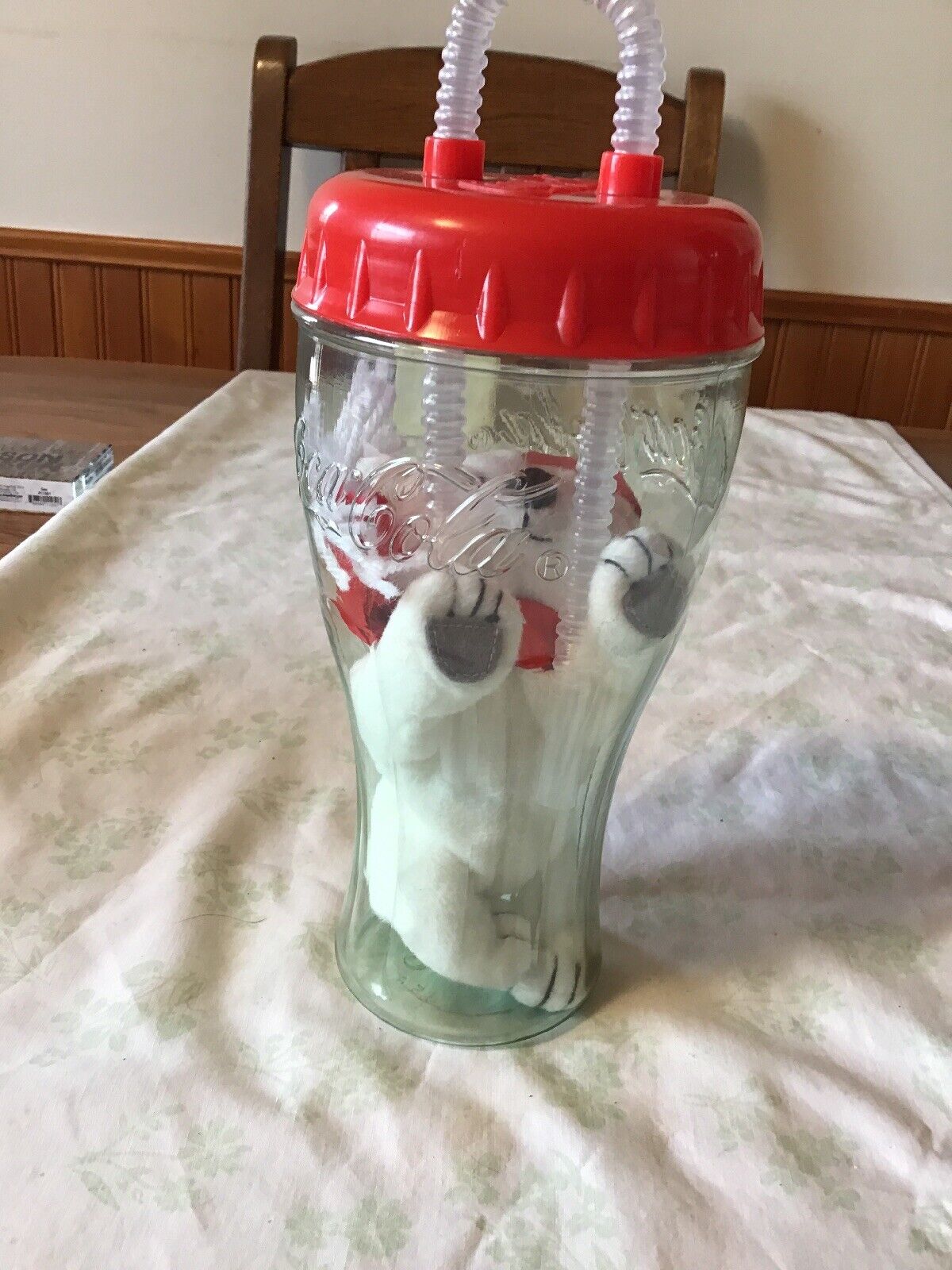 Genuine Coca Cola Sport Bottle with Sip Along With Me Cup Plus Plush Bear NOS