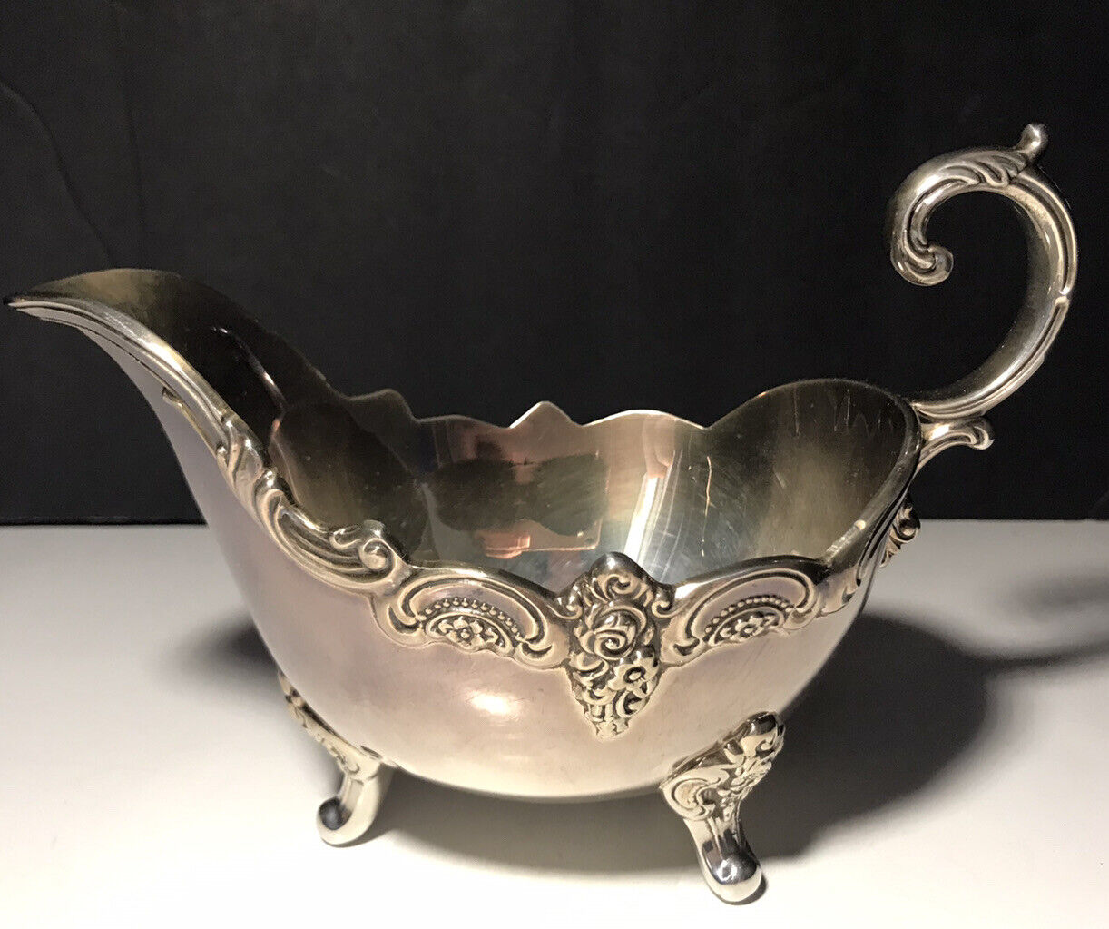 TOWLE E.P. 2930 Silver Plated Footed Gravy Boat with Decorative Trim