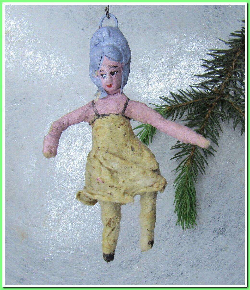 🎄Vintage antique Christmas spun cotton ornament figure #195246