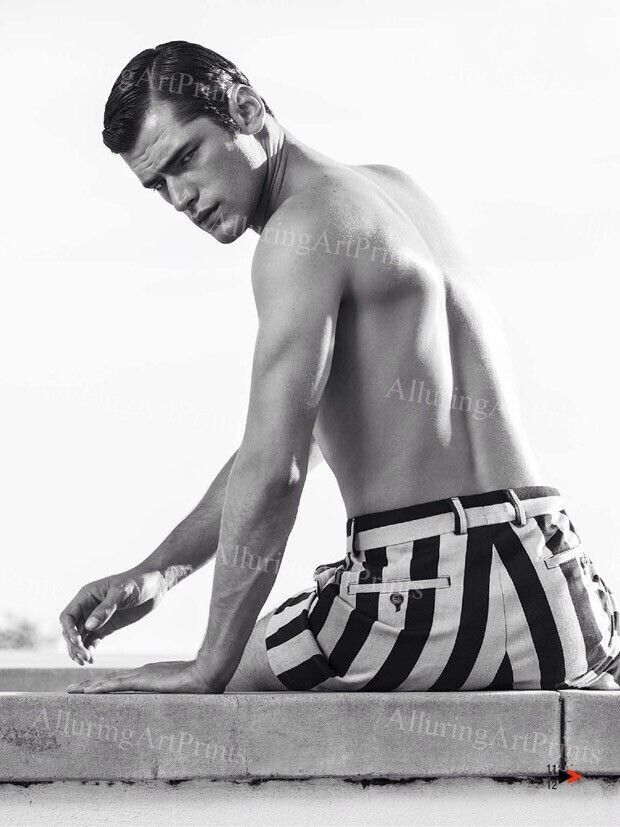 Male Model Photo Print Muscular Handsome Beefcake Shirtless Hunk vintage- EE378
