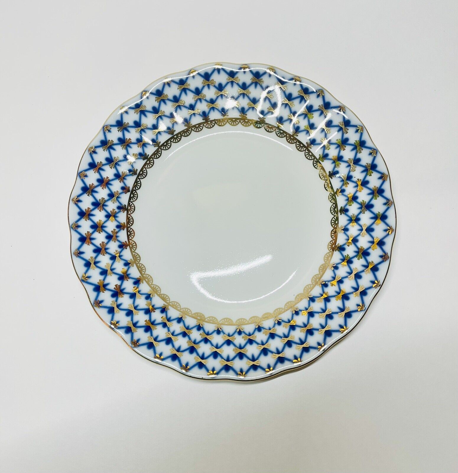Imperial/Lomonosov Porcelain Cobalt Net Dessert Plate 6-inch