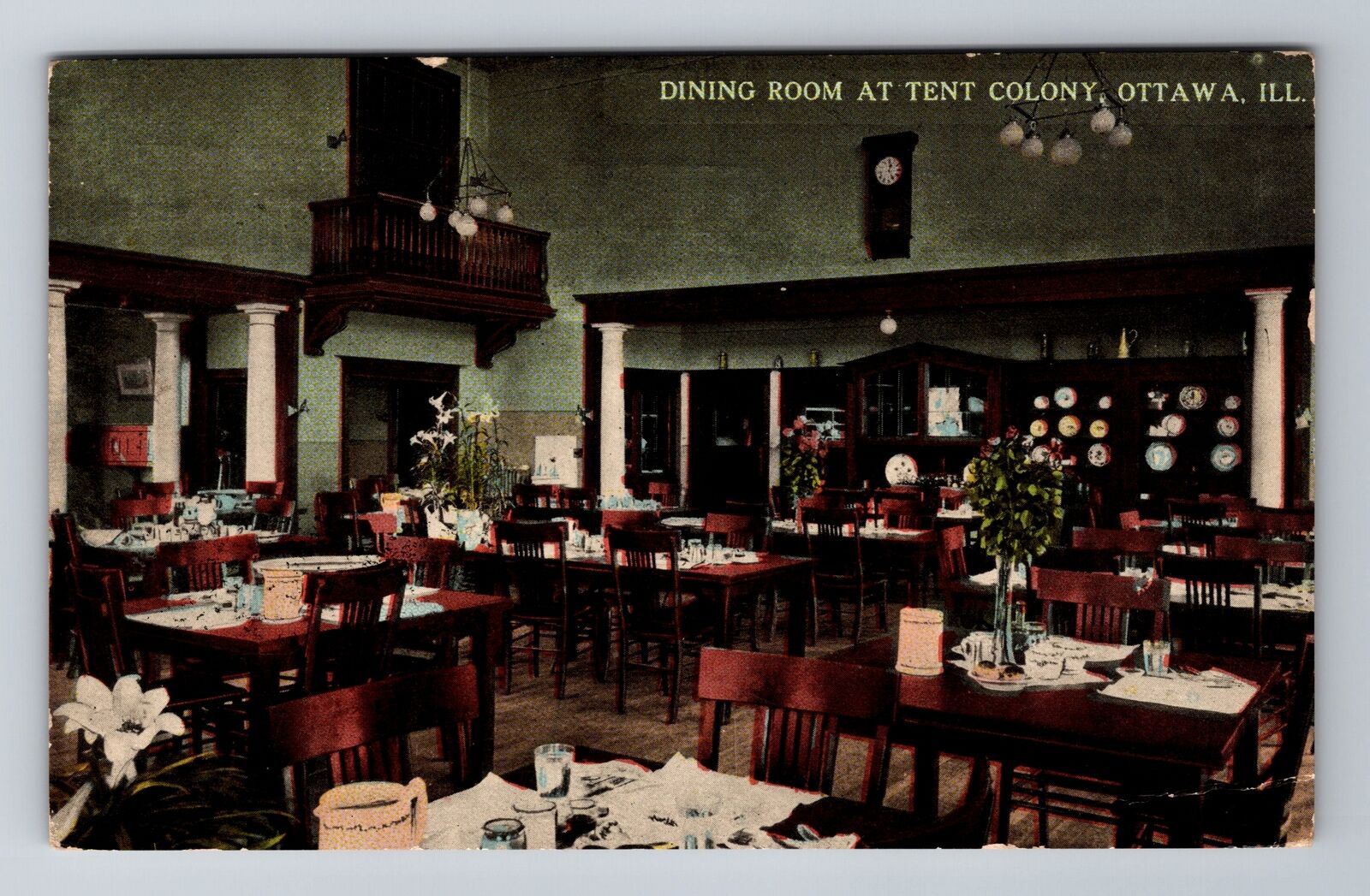 Ottawa IL-Illinois, Dining Room At Tent Colony, Antique Vintage c1912 Postcard