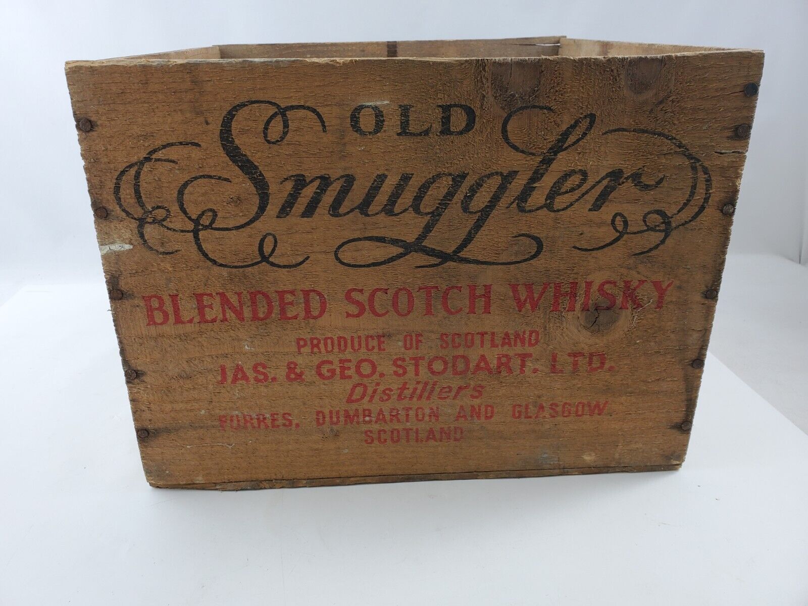 Vintage Old Smuggler Scotch Whisky  Wooden Crate Wood Box