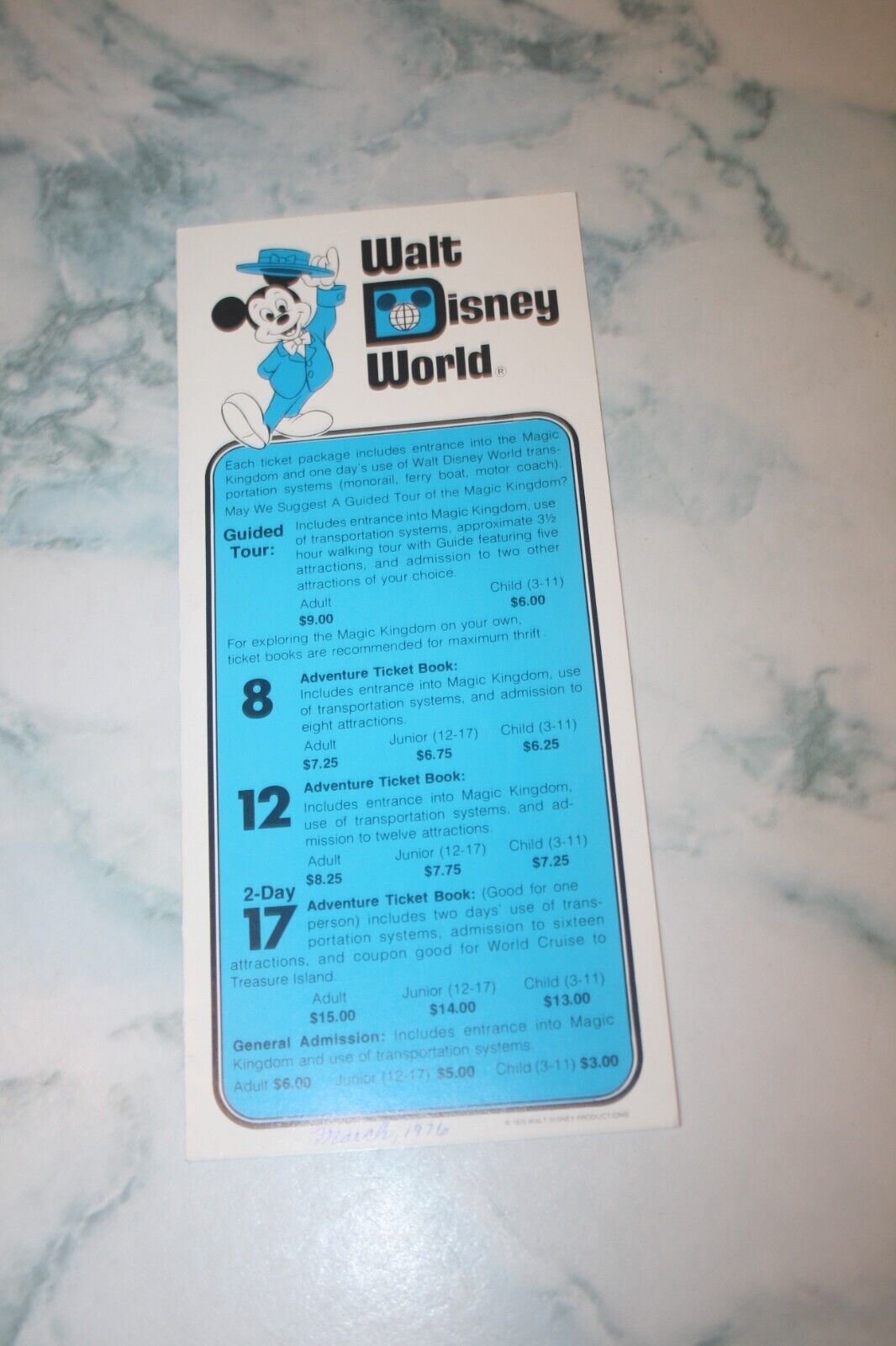 Vintage 1976 Disney World Special Prices and Events America on Parade