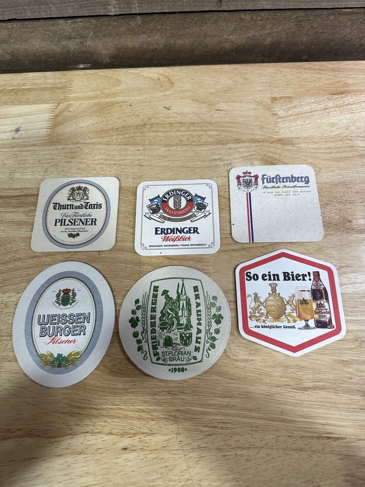 Vintage Lot Of 6 German Beer Advertising Cardboard Coasters