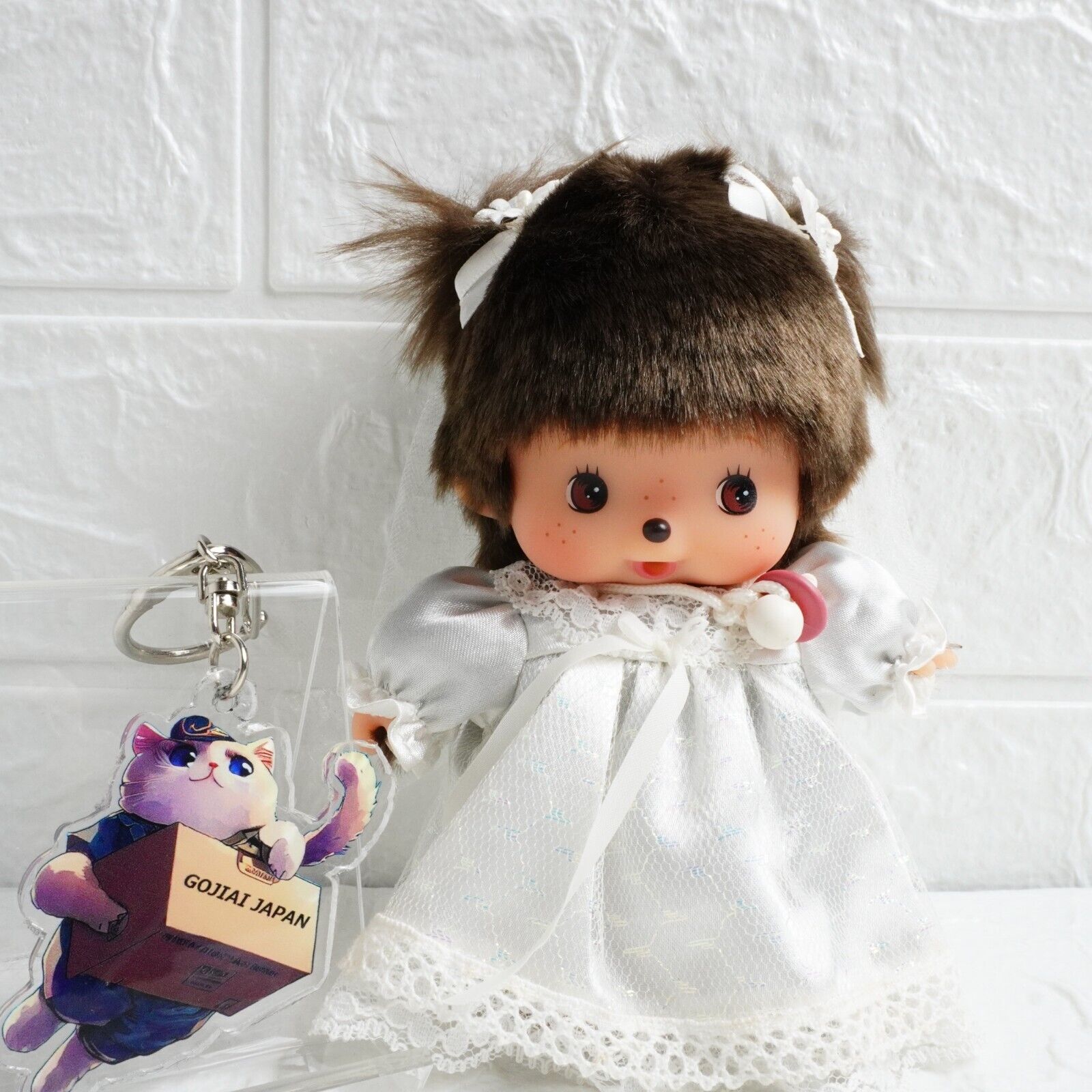 Monchhichi Bebichhichi  Happy Wedding White Plush doll Toy sekiguchi 5.9