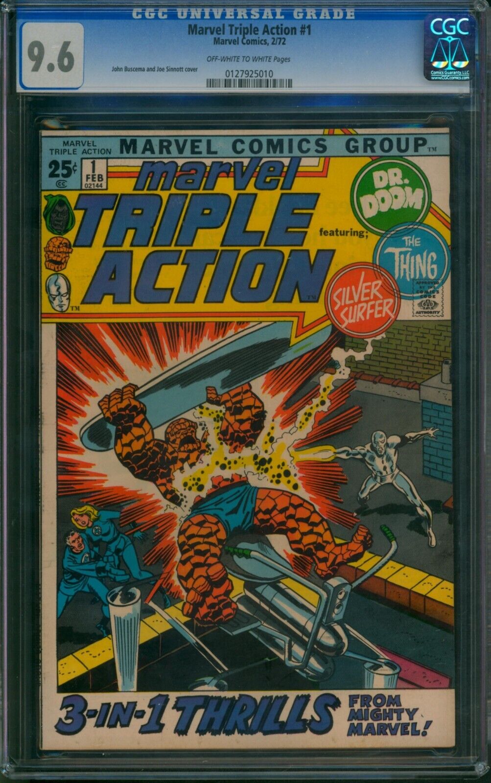 Marvel Triple Action #1 ⭐ CGC 9.6 ⭐ Thing Silver Surfer & Dr. Doom Comic 1972