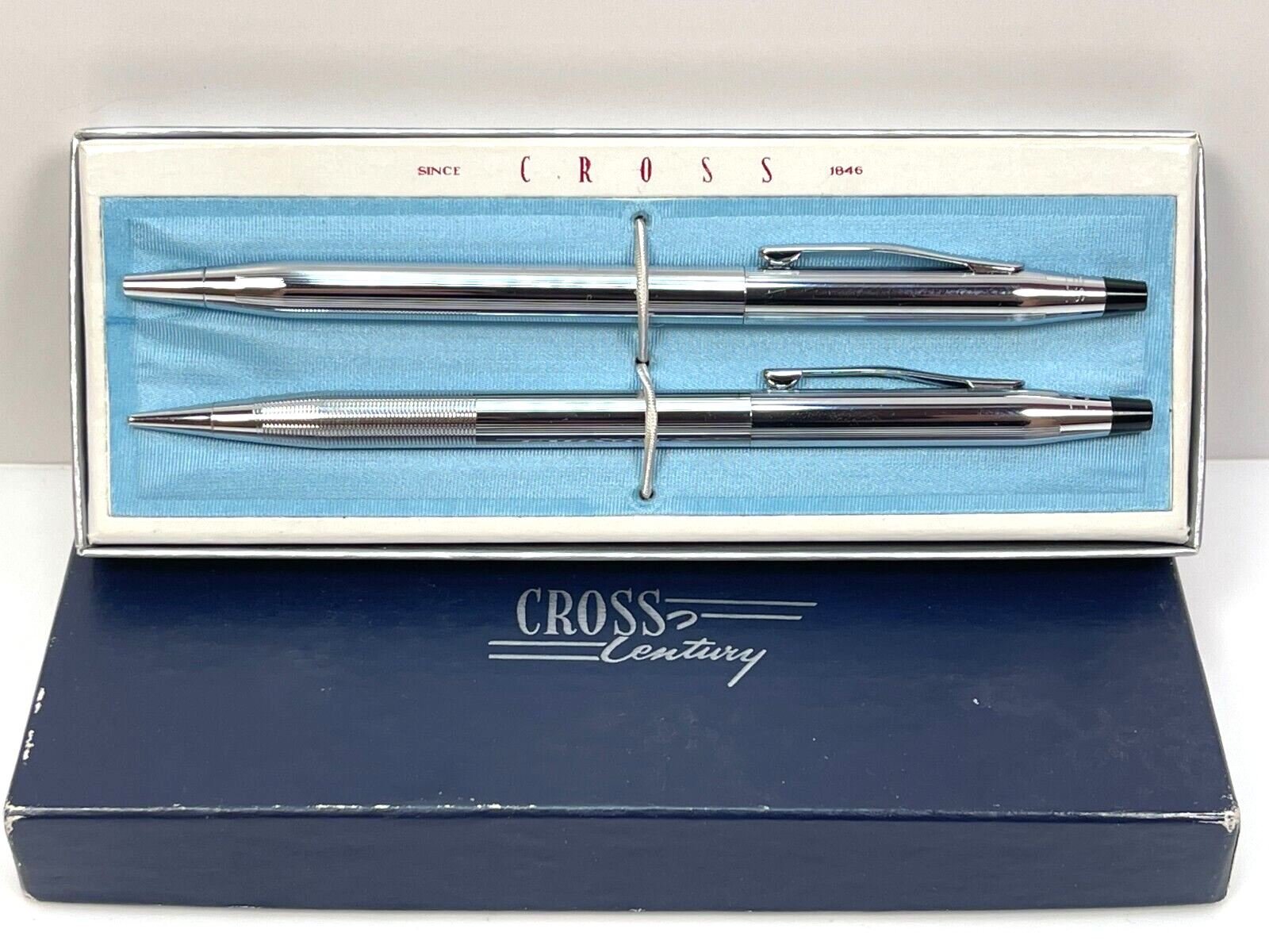 Vintage CROSS Century Chrome Ballpoint Pen and Pencil Set 3501 in Original Box