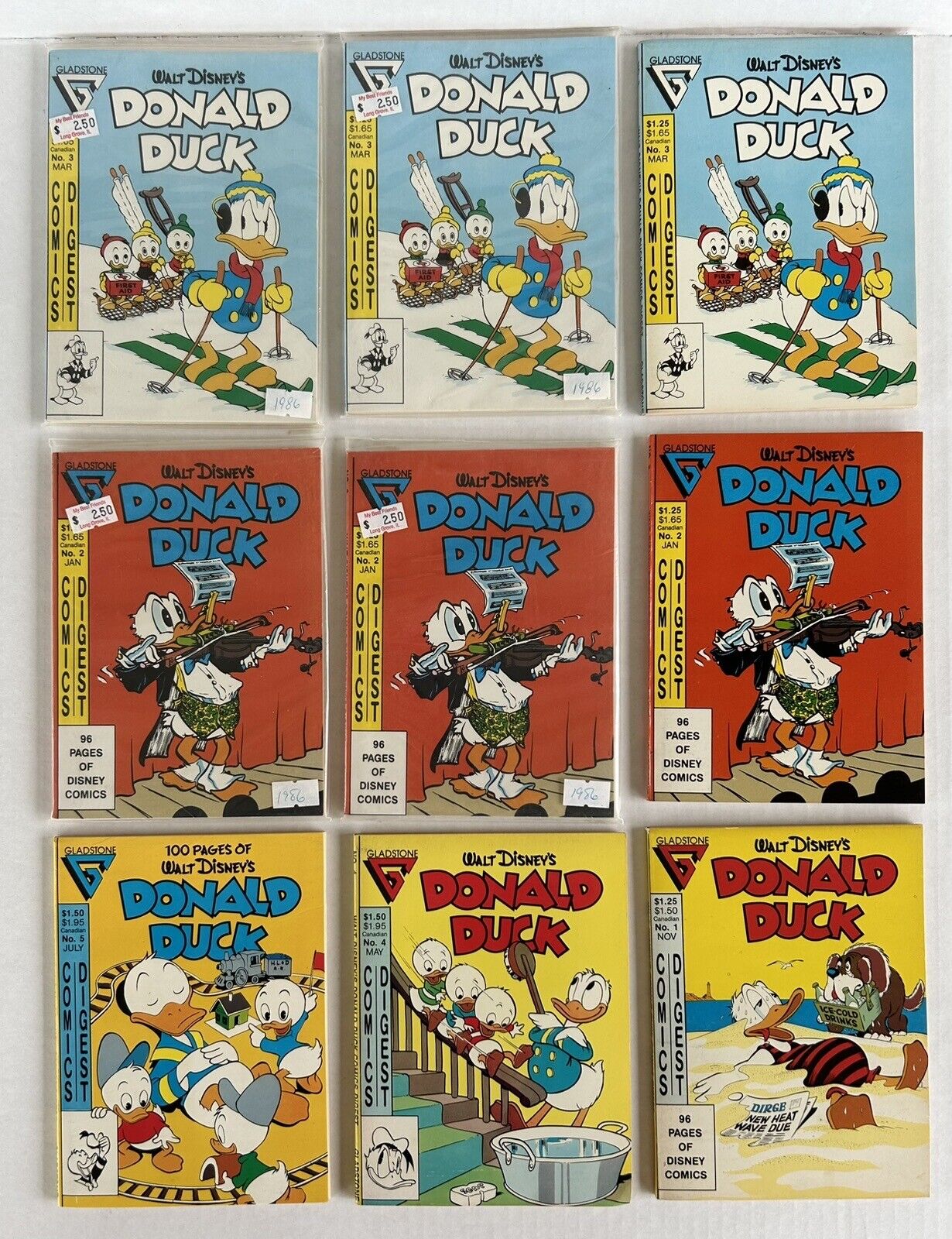 Vintage Gladstone Disney Comics Donald Duck Vol. 1, 2, 3, 4, 5 Lot Of 9 1980’s