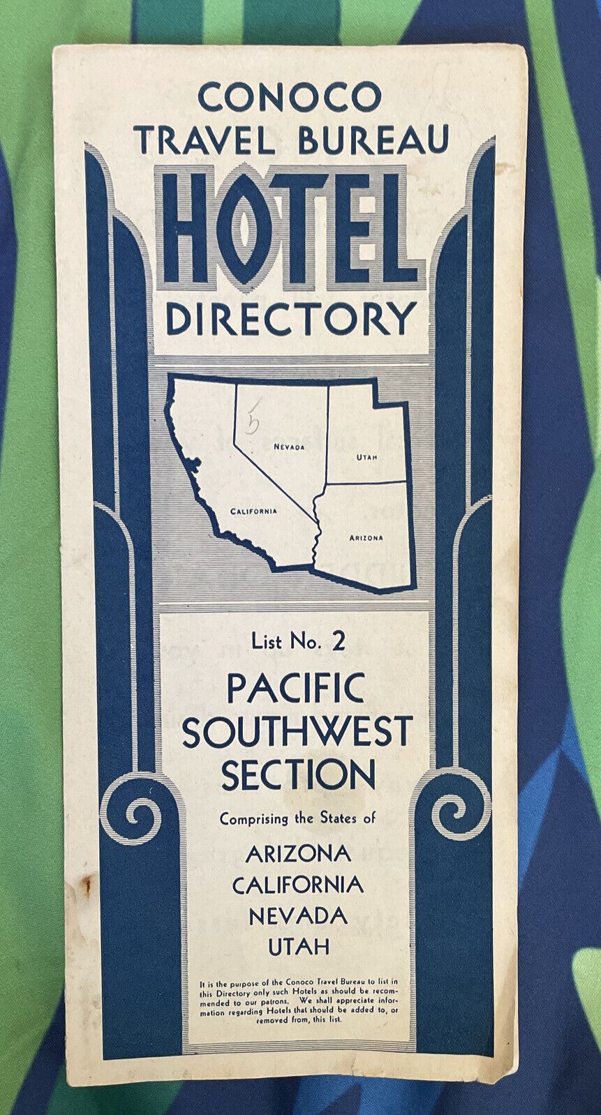 Vintage Early 30s Conoco Travel Bureau Hotel Directory Pacific Southwest CA, NV…