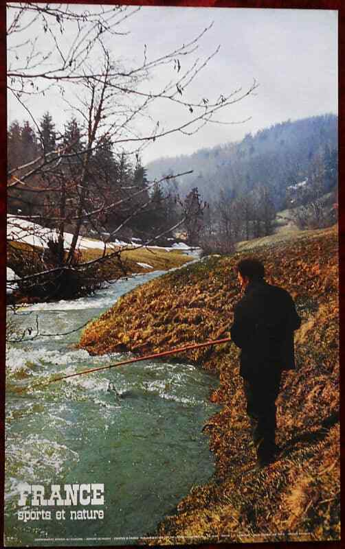 Original Poster France Fishing Man Stream Sport Nature