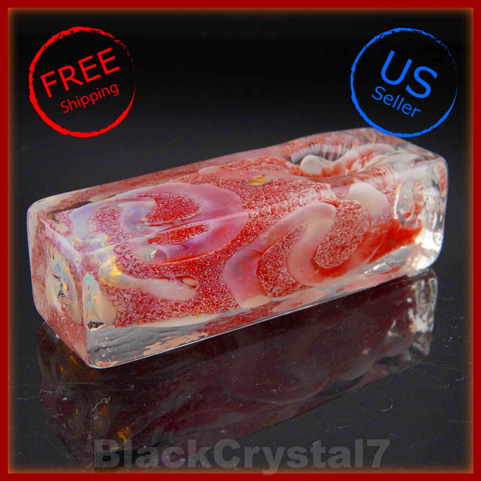 4 inch Handmade Burning Red Square Rectangle Tobacco Smoking Bowl Glass Pipes