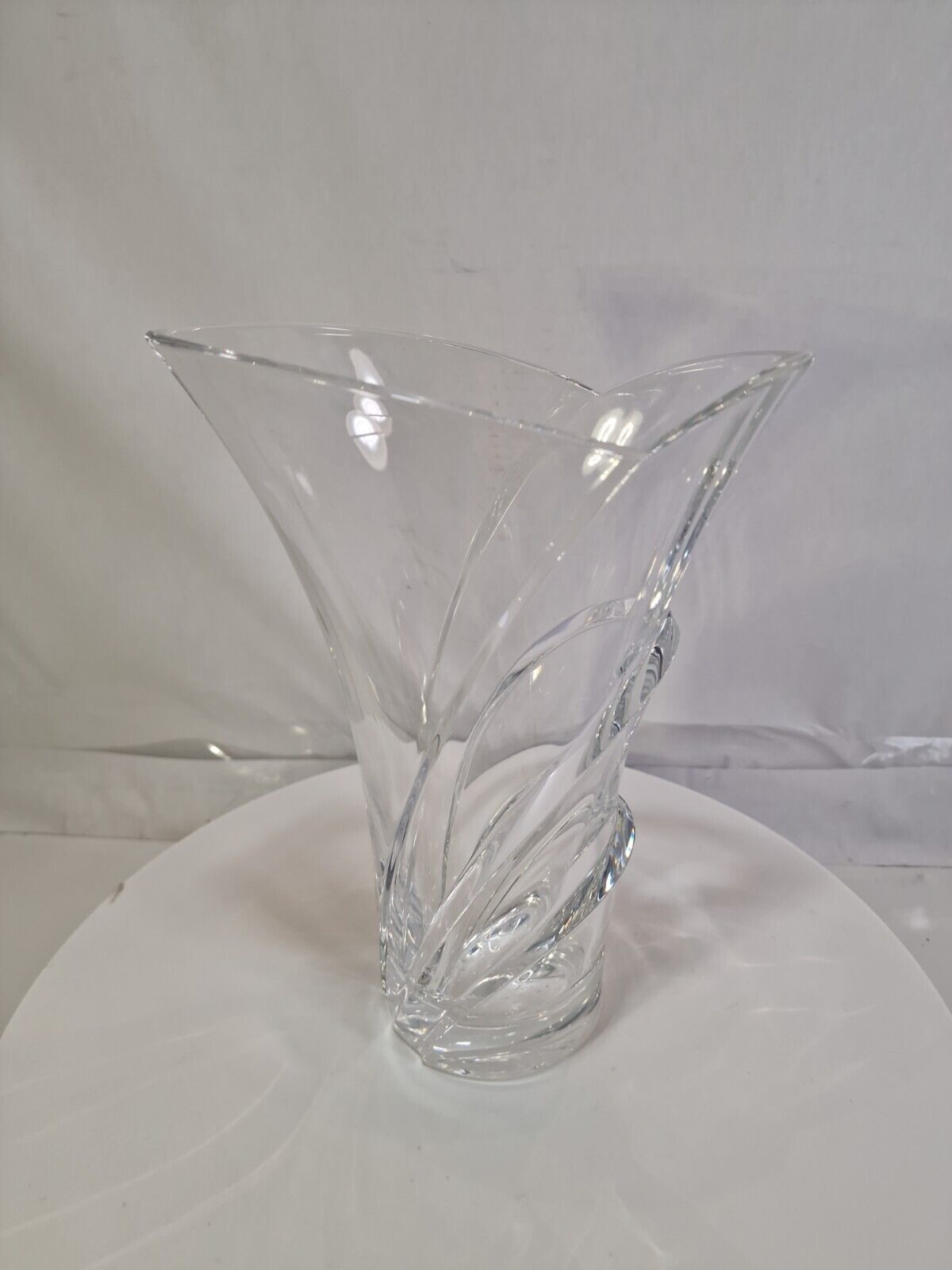 Hoya Japan Crystal Clear Glass Contemporary Flower Vase Art Deco 9.5\