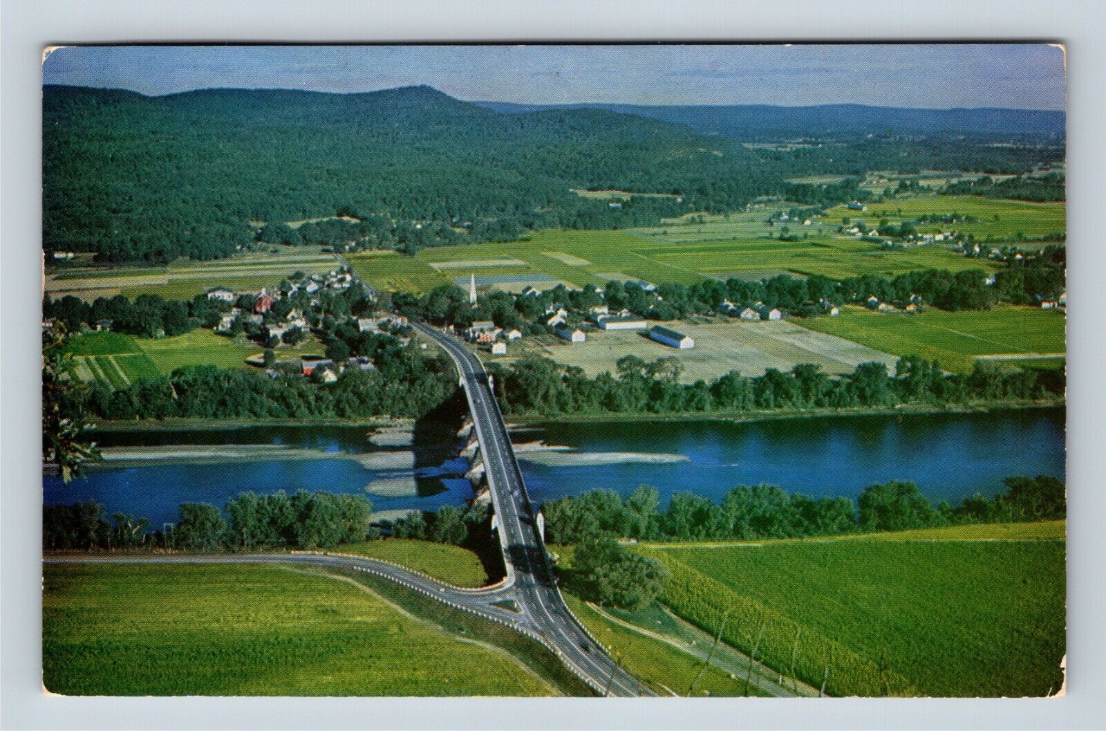Sunderland MA Village Sugar Loaf Mountain Massachusetts c1954 Vintage Postcard