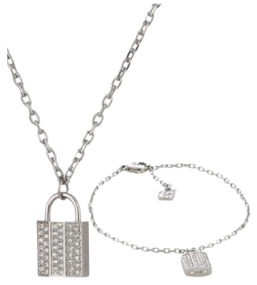 Swarovski Crystal Pave Lock 2-in-1 Bracelet and Necklace Case Set # 5120621 