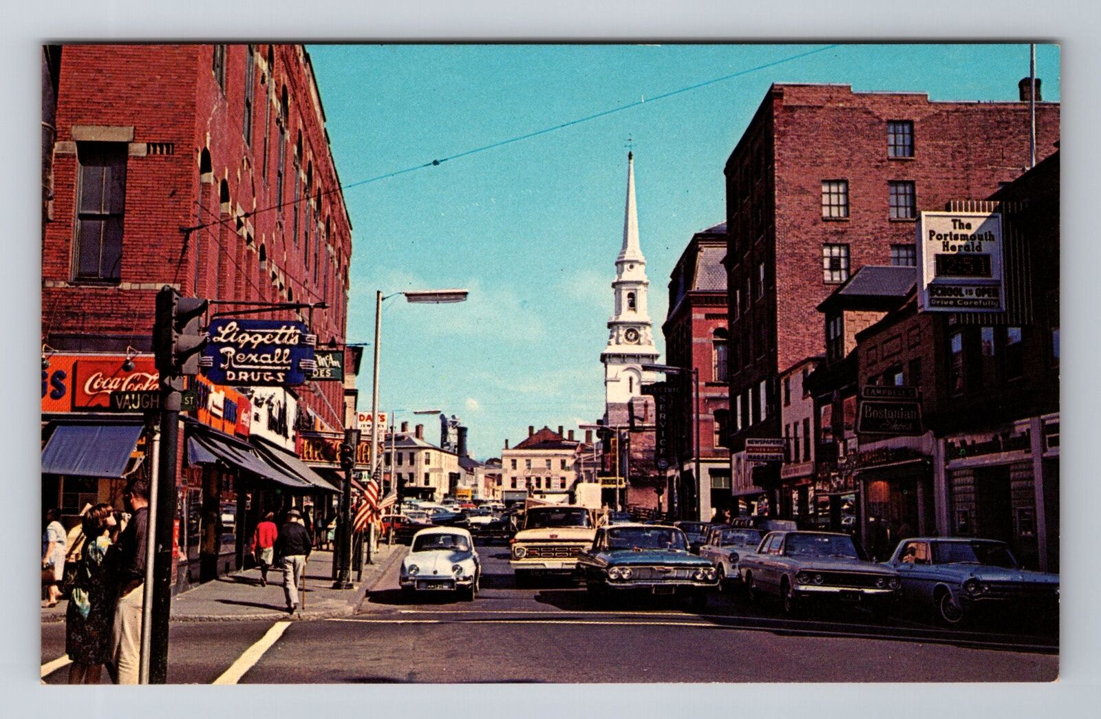 Portsmouth NH-New Hampshire, Congress Street, Antique Vintage Souvenir Postcard