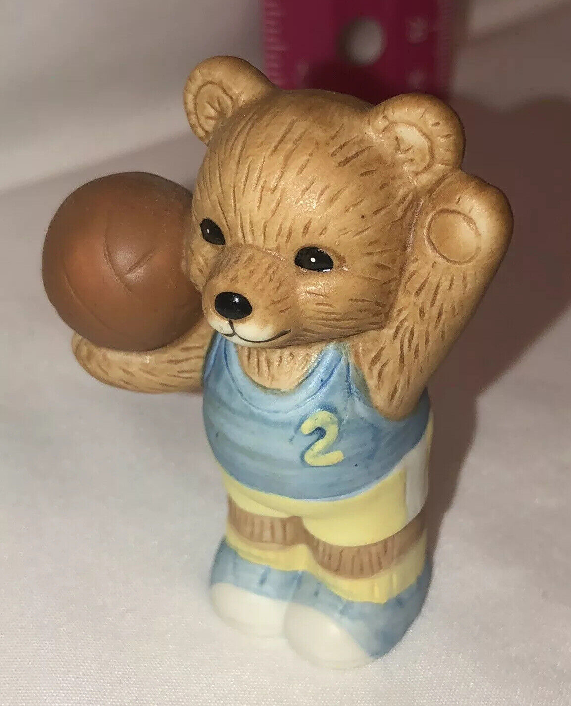 Vintage HomCo HOME INTERIORS Bear Figurine Basketball Fun