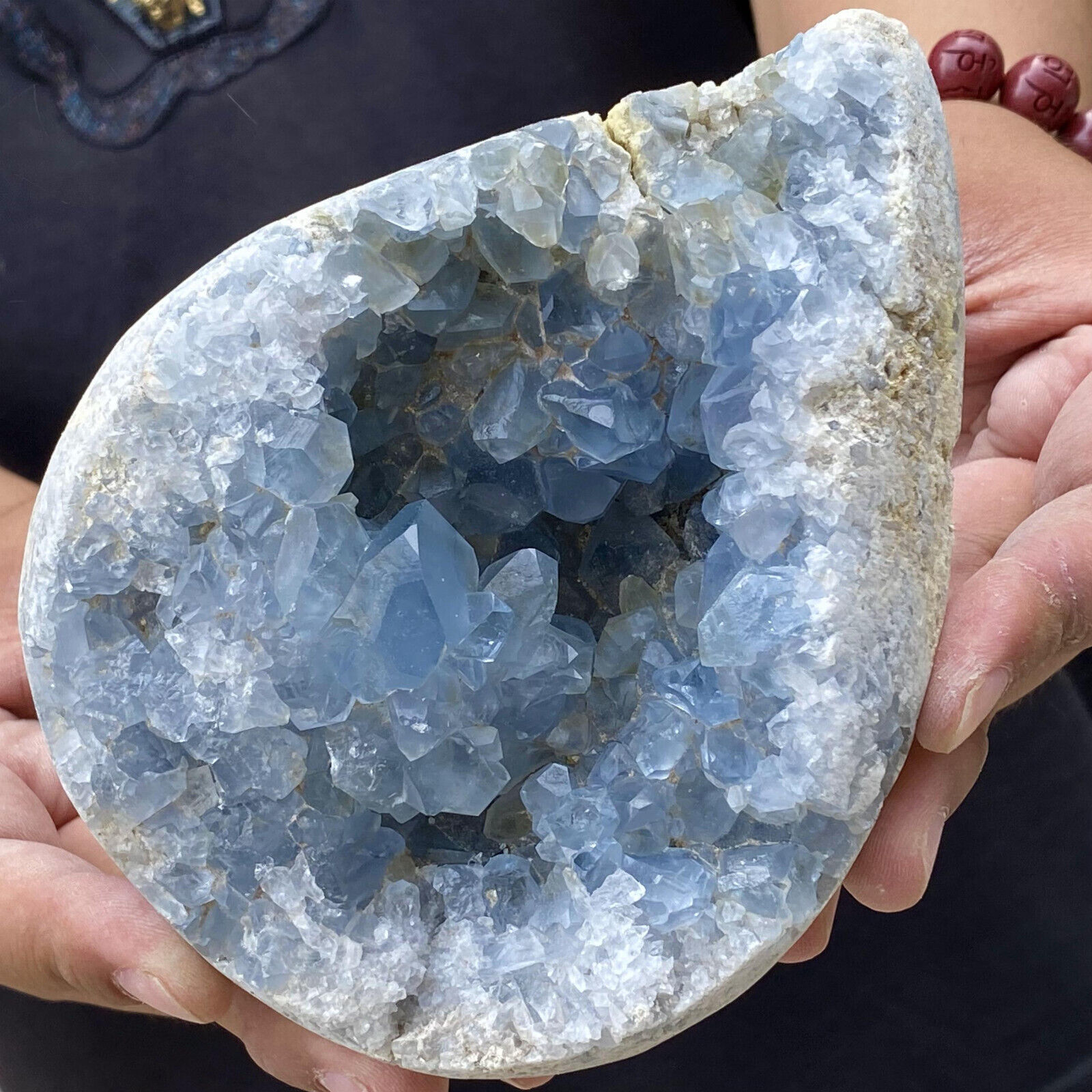 4.49LB Natural Beautiful Blue Celestite Crystal Geode Cave Mineral Specimen