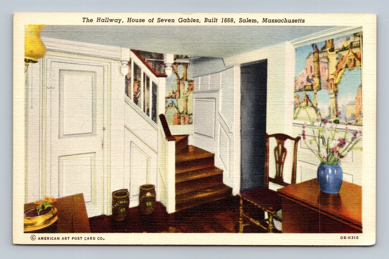 Salem, MA-Massachusetts, House Of Seven Gables The Hallway Postcard