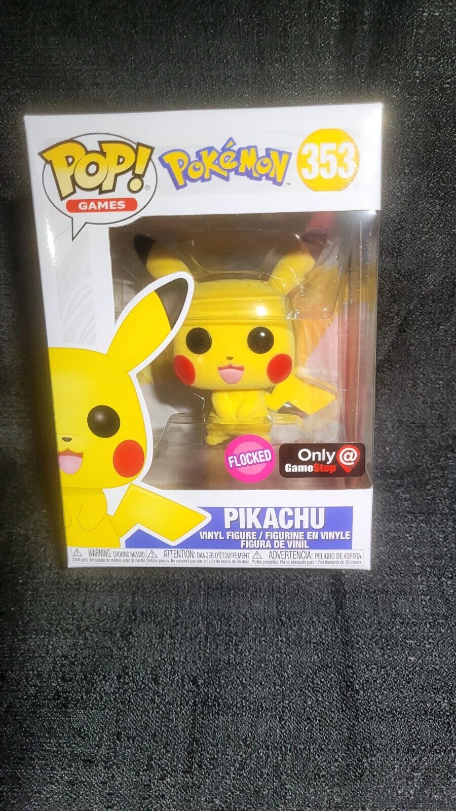 Pikachu (Flocked) #353 Pokemon Gamestop Edition Funko Pop Figure W/ Protecter
